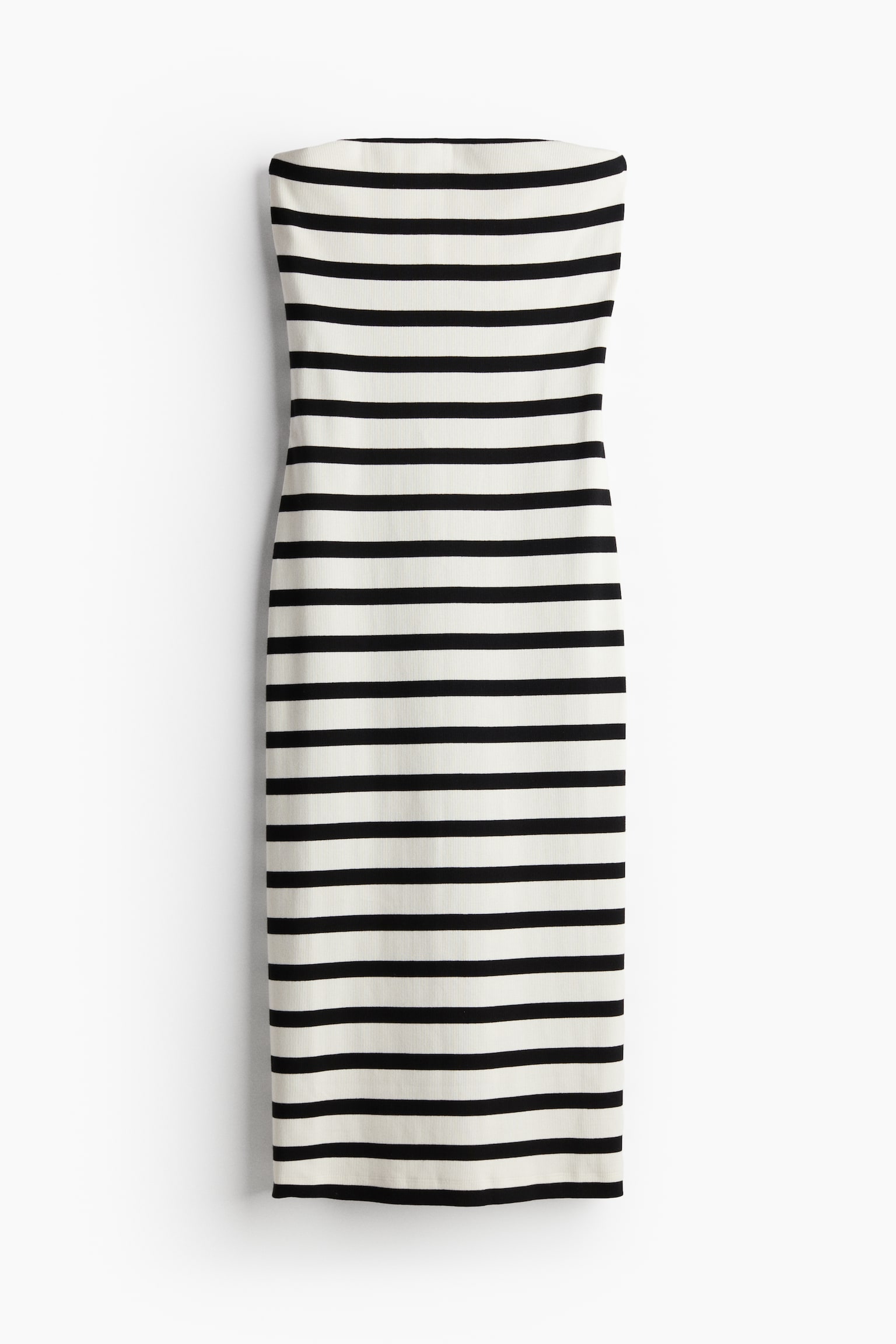 Rib Bandeau Dress - White/Black stripe - 2