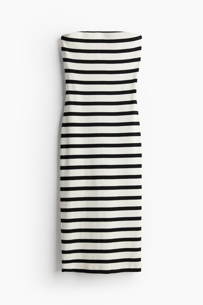 Ribbed tube dress - White/Black striped/White/Bright blue striped - 1
