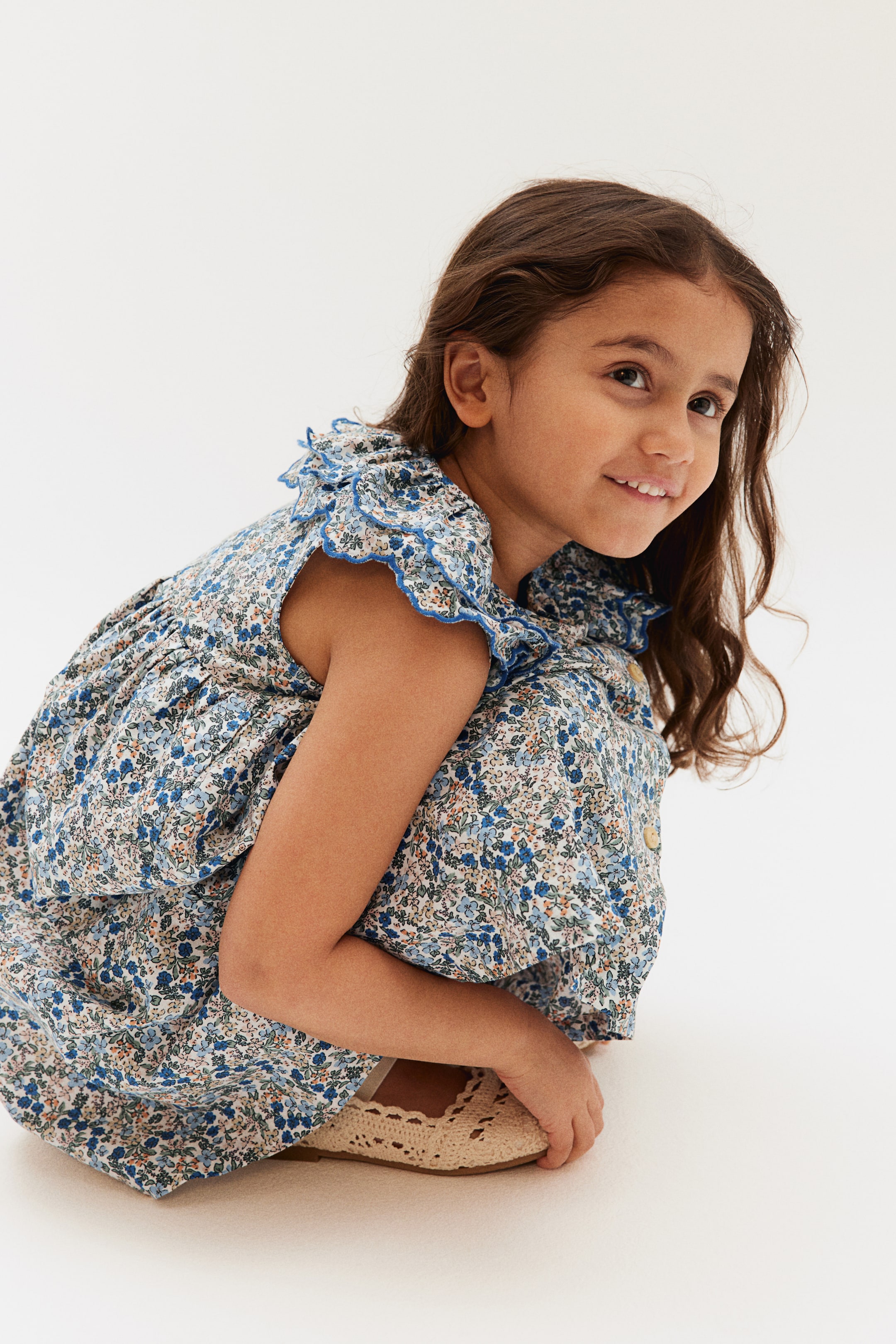 Cotton Muslin Dress - Blue/floral - Kids | H&M US