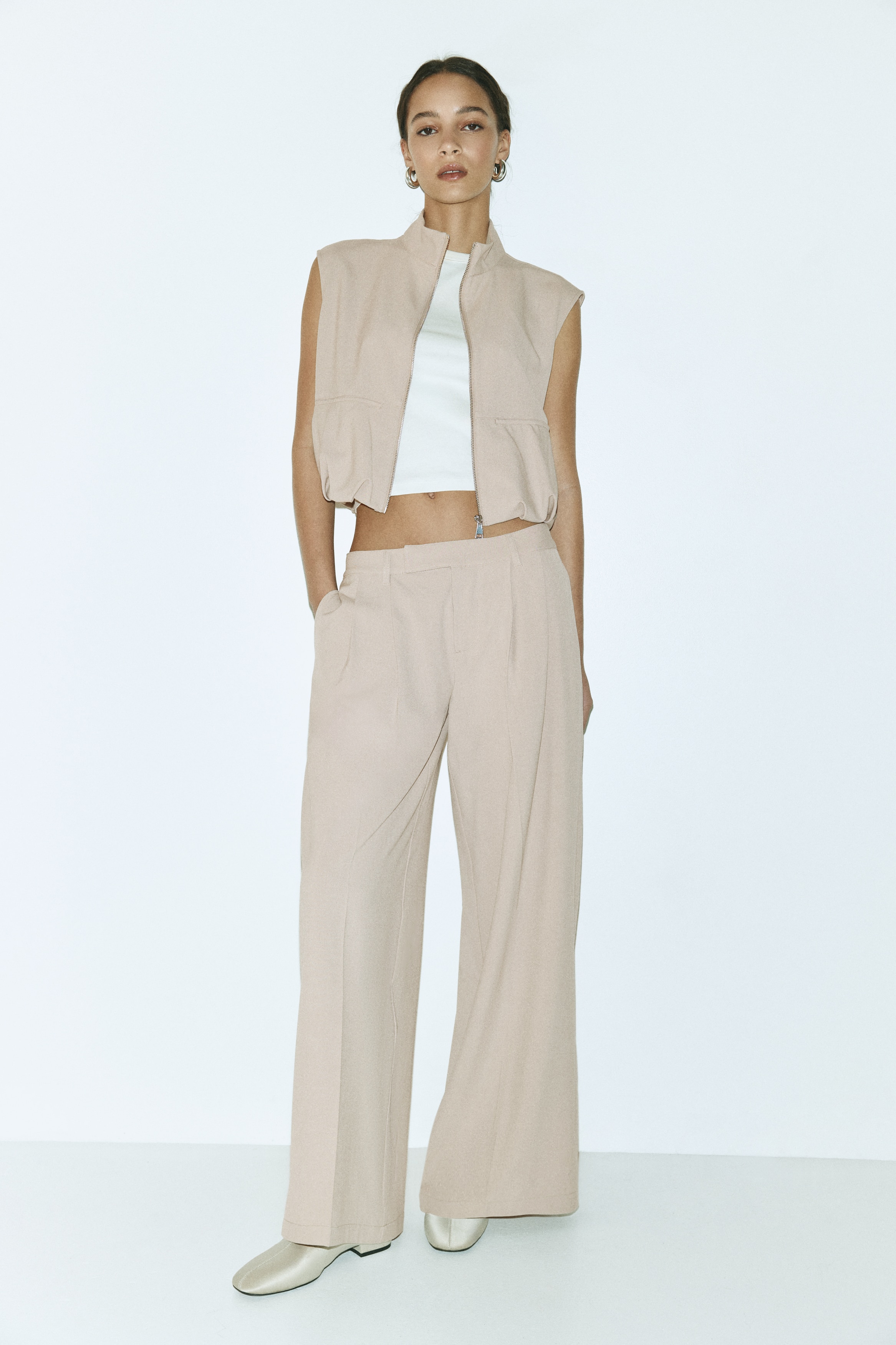 Wide-Leg Dress Pants - Light beige | H&M US