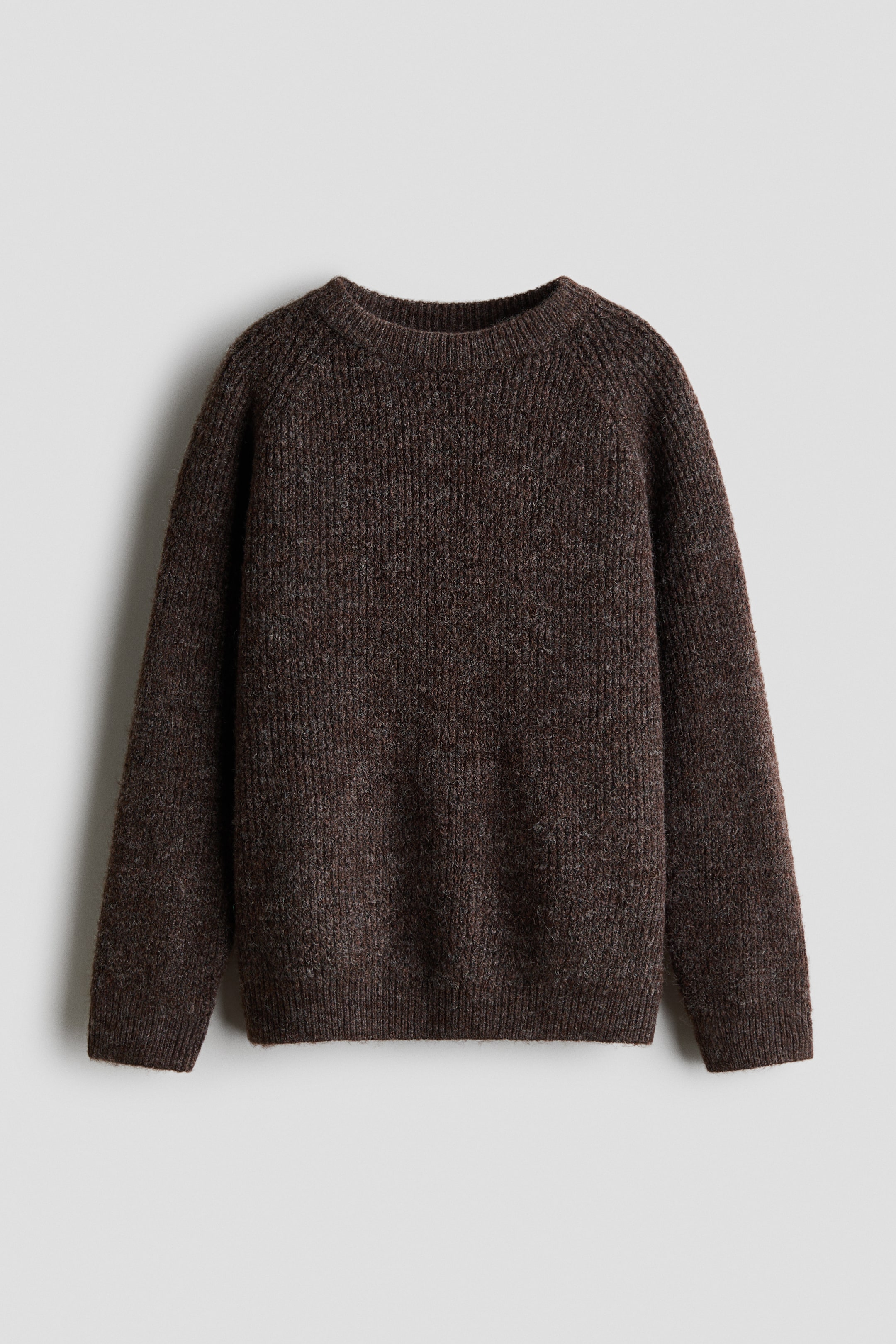 View larger image: Loose-fit waffle-knit jumper - Dark brown marl - Kids | H&M 1