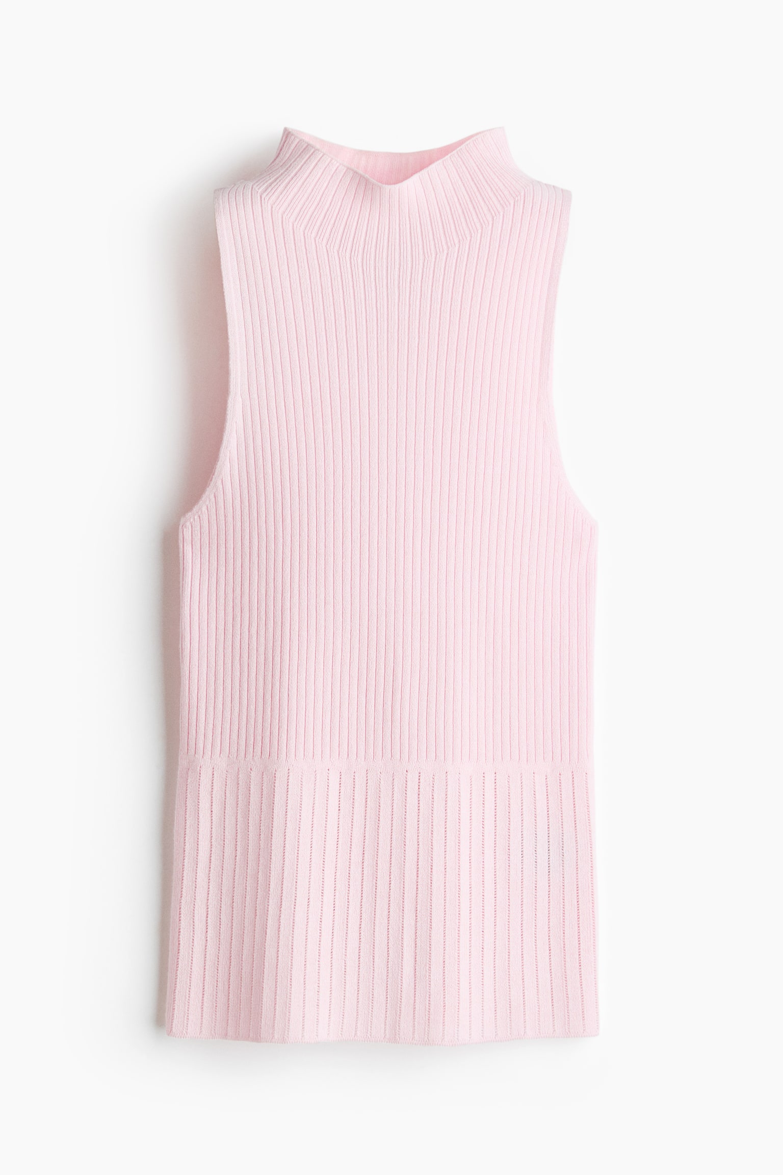 Camisola de meia gola em malha canelada - Rosa pálido/Azul marinho/Amarelo pálido - 1