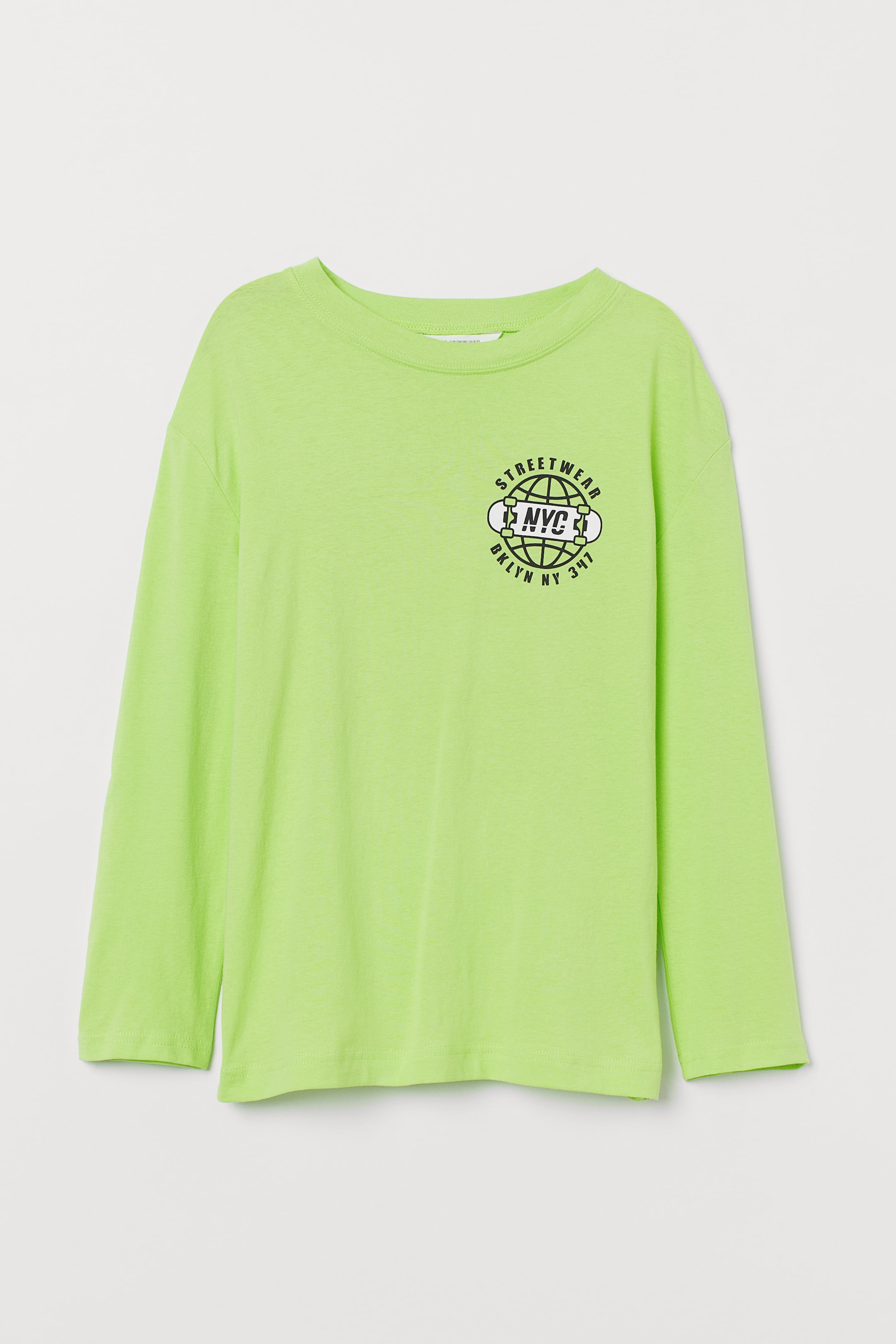 View larger image: Printed jersey top - Neon green/NYC - Kids | H&M HK 1