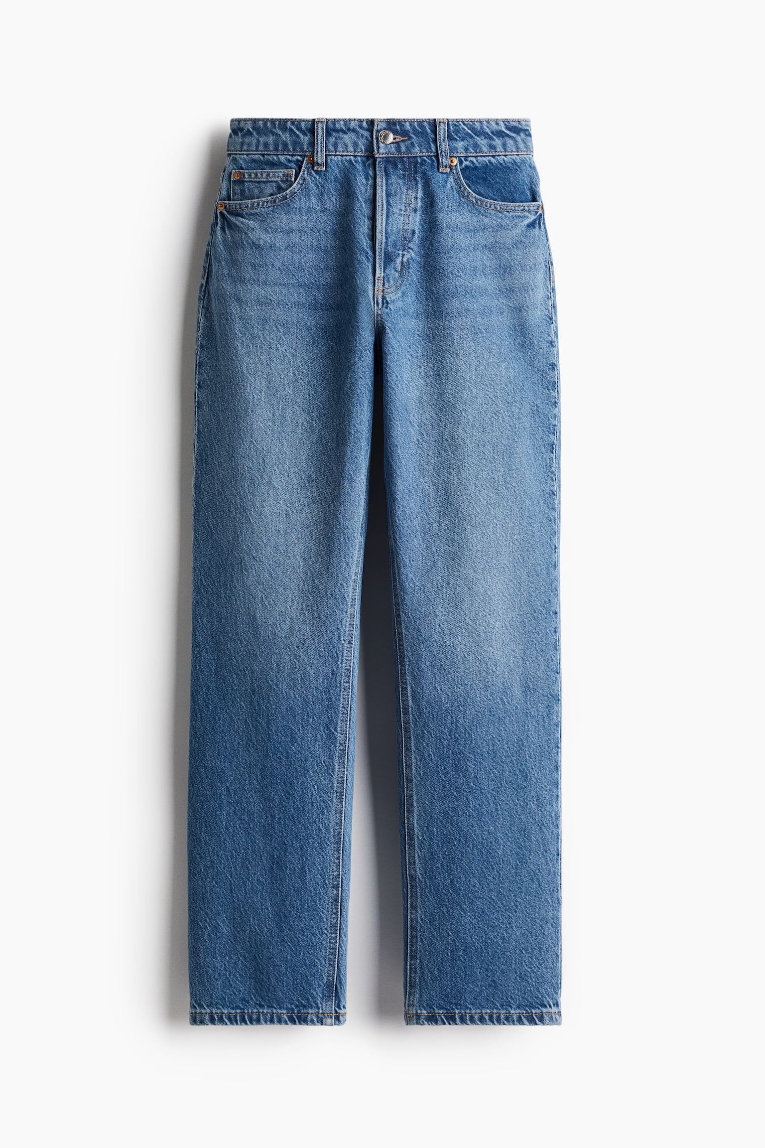 Женские джинсы H&M Straight, цвет: Джинсовый синий — фото 1