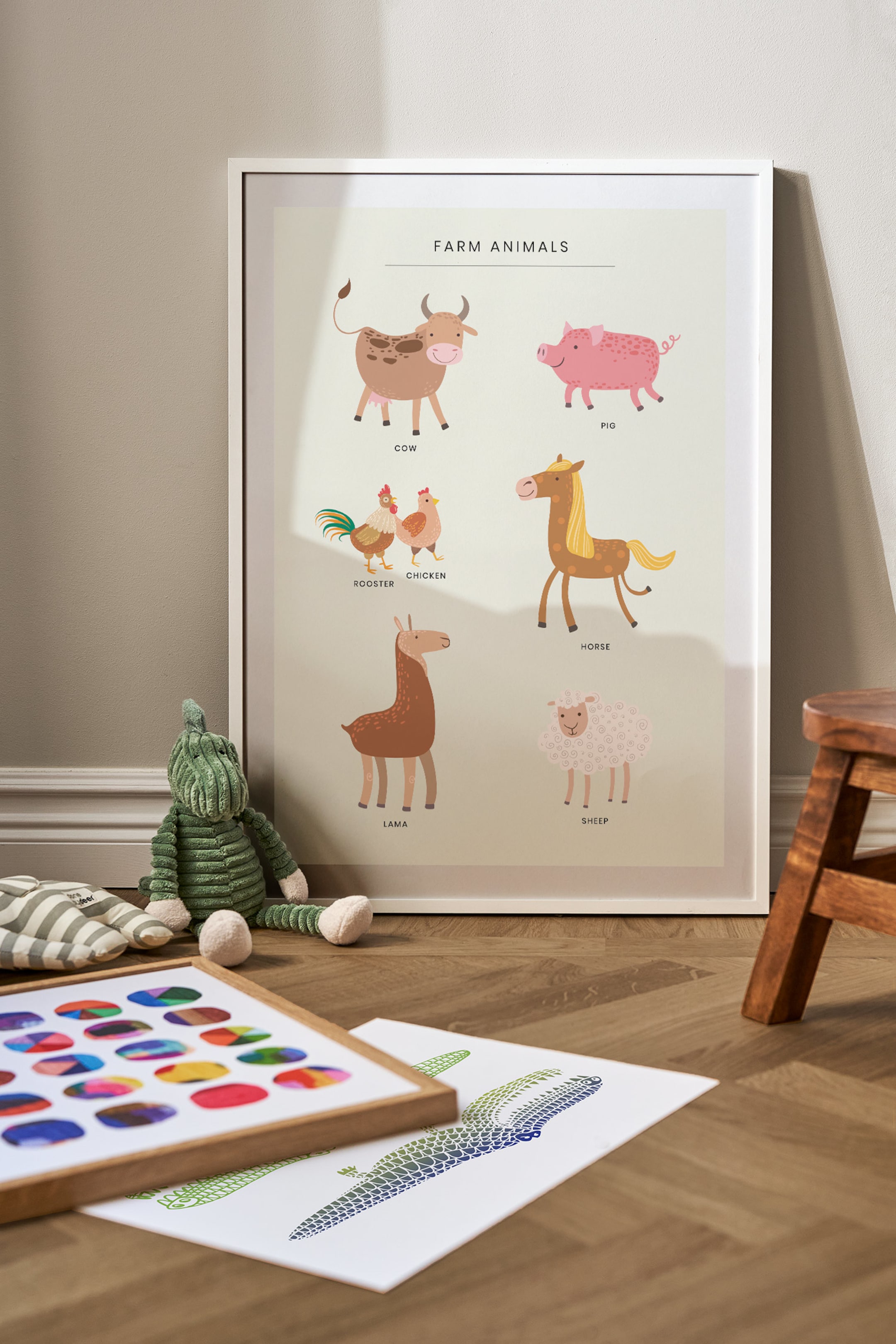 Grotere afbeelding bekijken: Farm Animals Poster - Bruin/beige/roze - Postery - HOME | H&M BE 1