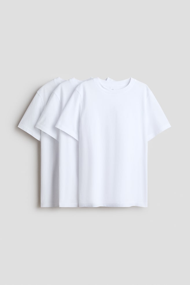 3-pack T-shirts - White/Dark green/Light dusty green - 1
