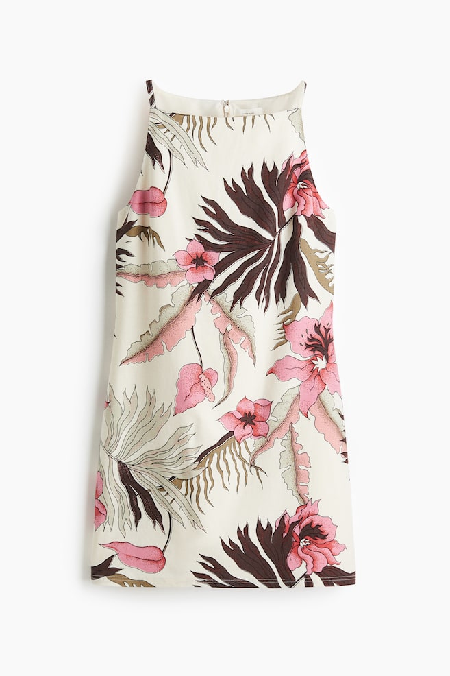 Vestido de tirantes en mezcla de lino - Blanco/Floral/Azul/Estampado paisley/Negro - 1