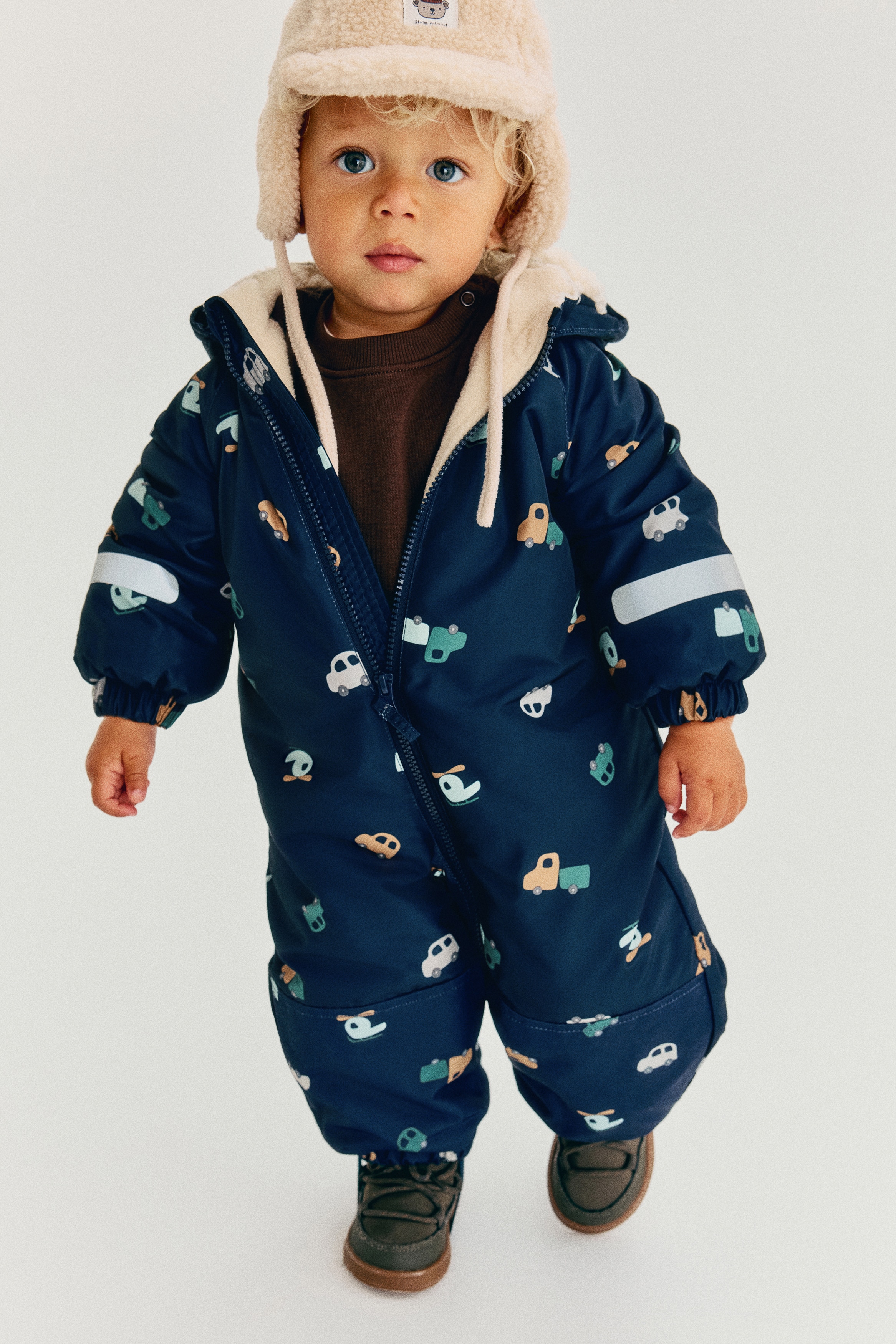 Water-Repellent Snowsuit - Navy blue/vehicles/Plum/floral/Brown/bears/Green/dinosaurs/Light pink/hearts/Cream/floral/Dark blue/dinosaurs