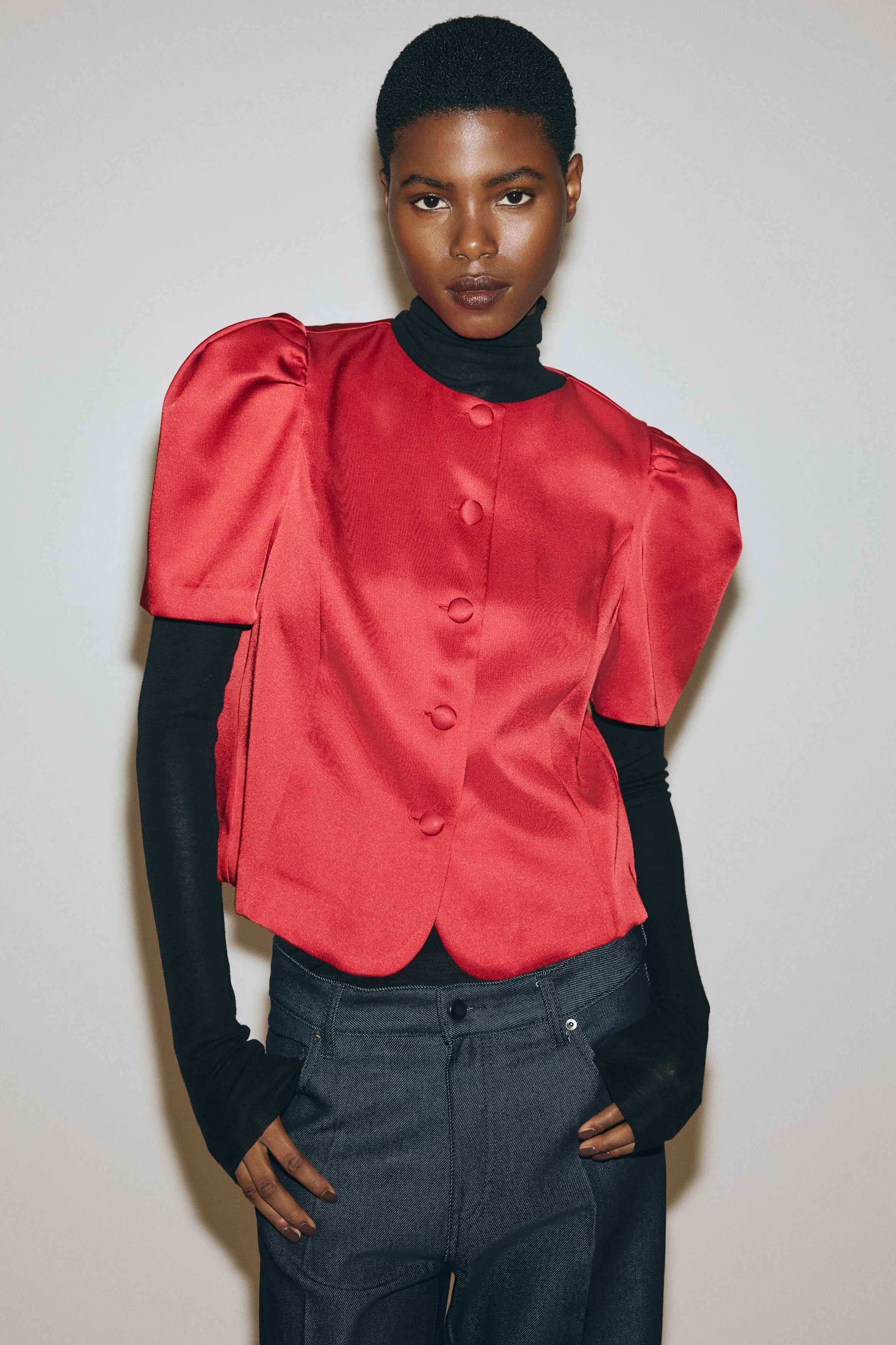 Puff-sleeved blouse