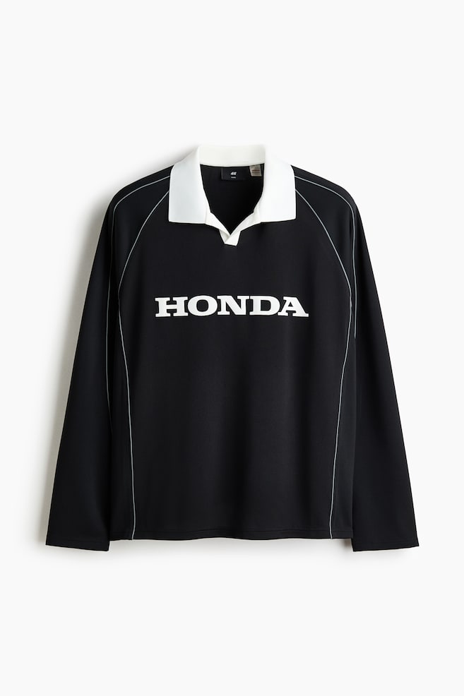 ルーズフィット プリントポロシャツ - ブラック／Honda - 1