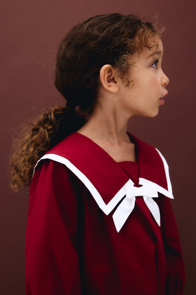 Cotton Sailor Dress-Red/white - 5