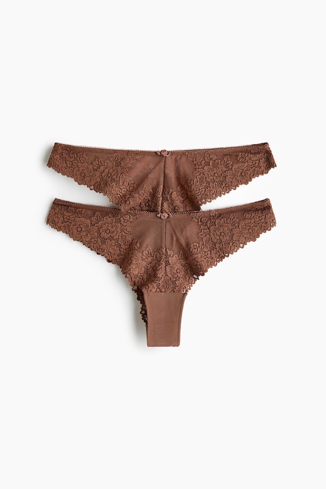 2er-Pack Brazil Slips aus Spitze - Braun/Weinrot/Schwarz/Cremefarben/Dunkelbraun/Altrosé/Weinrot/Cremefarben/Schwarz/Grau/Dunkelblau/Weiß/Puderrosa/Cremefarben/Hellrosa/Cremefarben/Hellbeige/Weiß - 1
