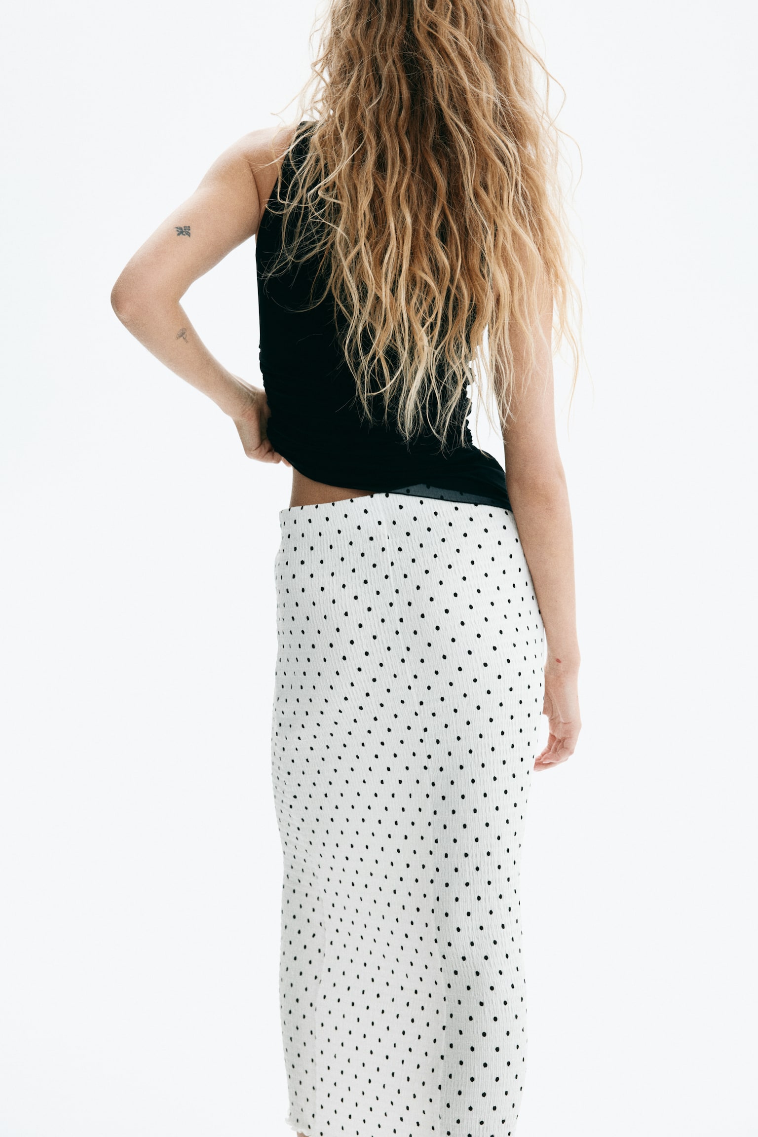 Smocked Skirt - White/dotted/Dark brown/Light yellow - 4