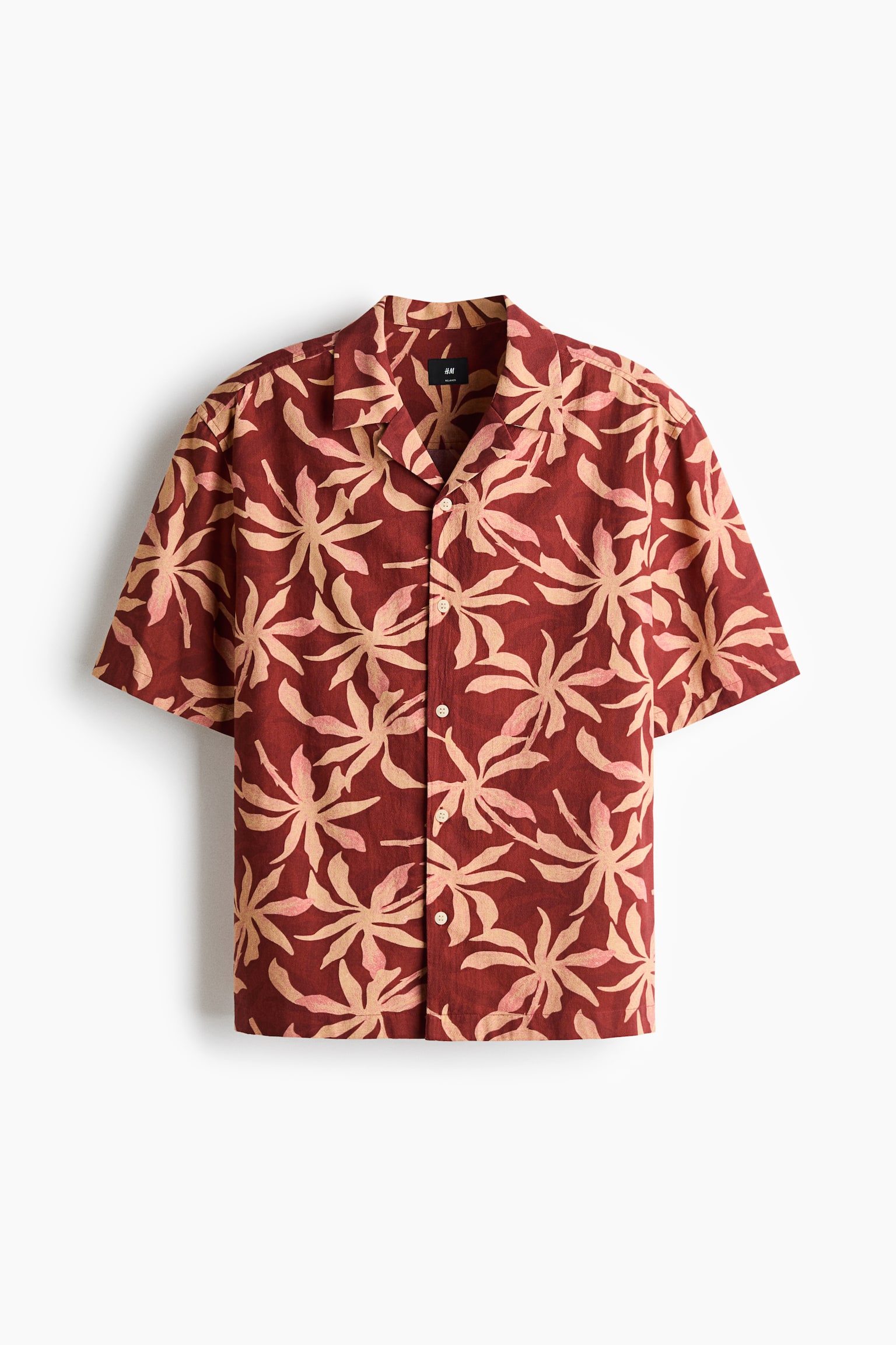Relaxed-Fit Cotton Resort Shirt - Rust red/patterned/Dark green/patterned - 1