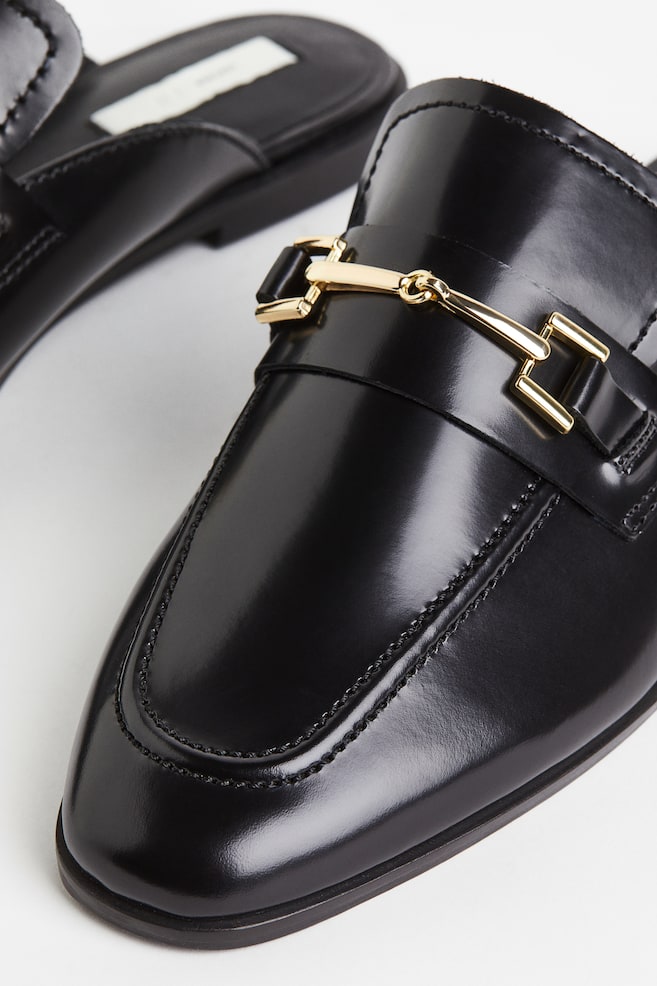 Leather mule loafers - Black - 3