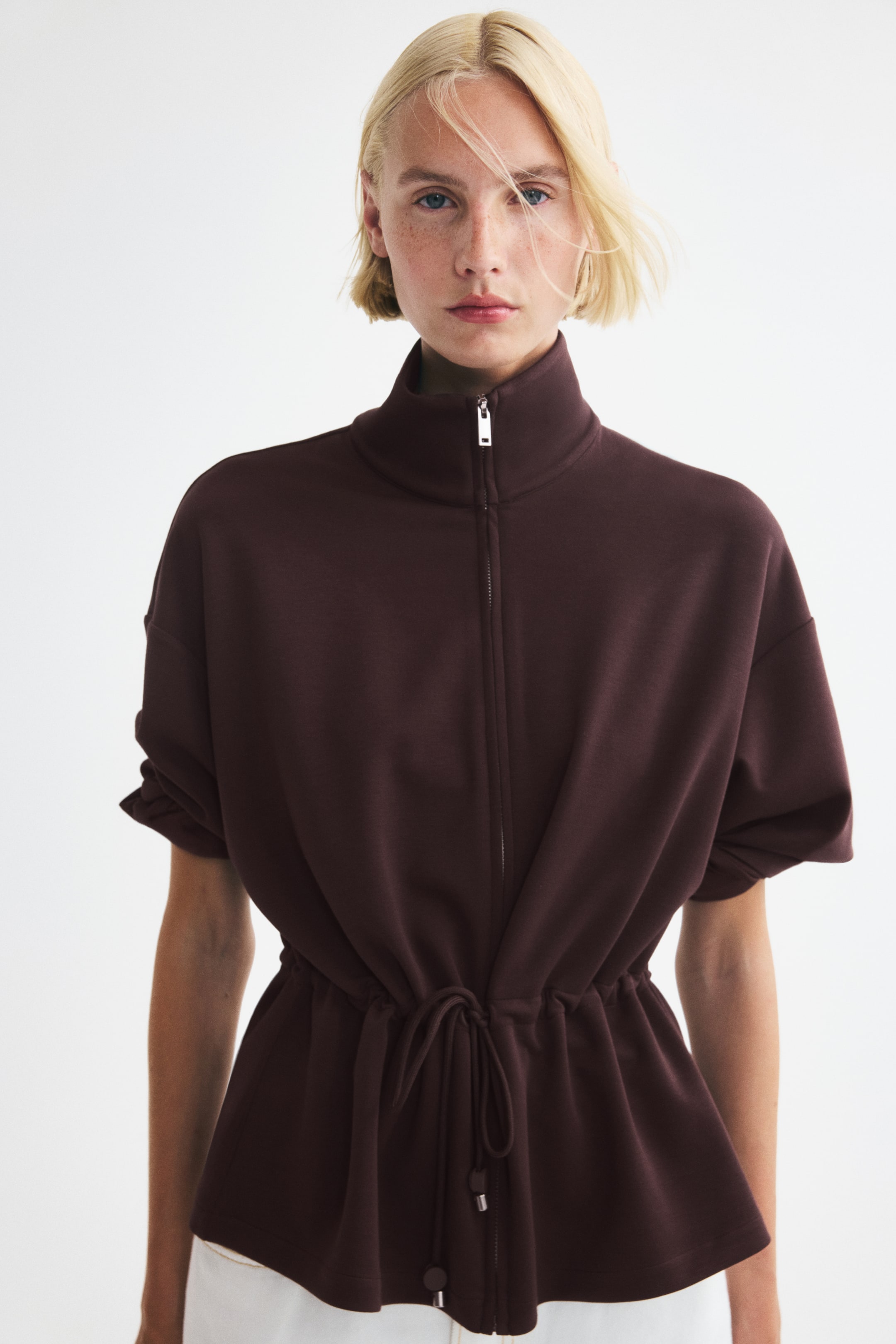 Drawstring-Detail Sweatshirt Jacket