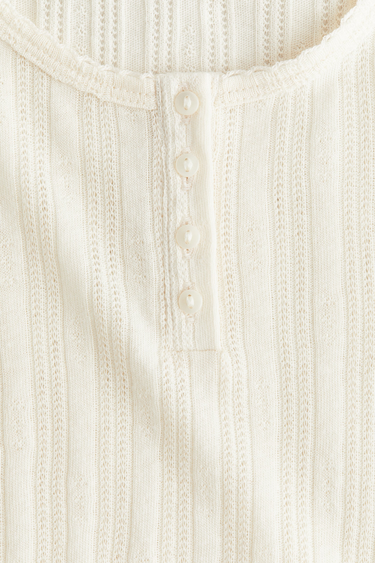 Pointelle-Knit Top - Cream - 2