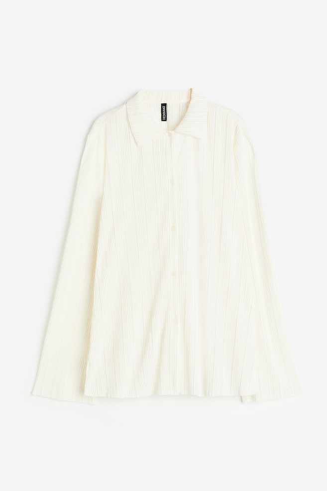 Pleated jersey shirt - Cream/Light green - 1