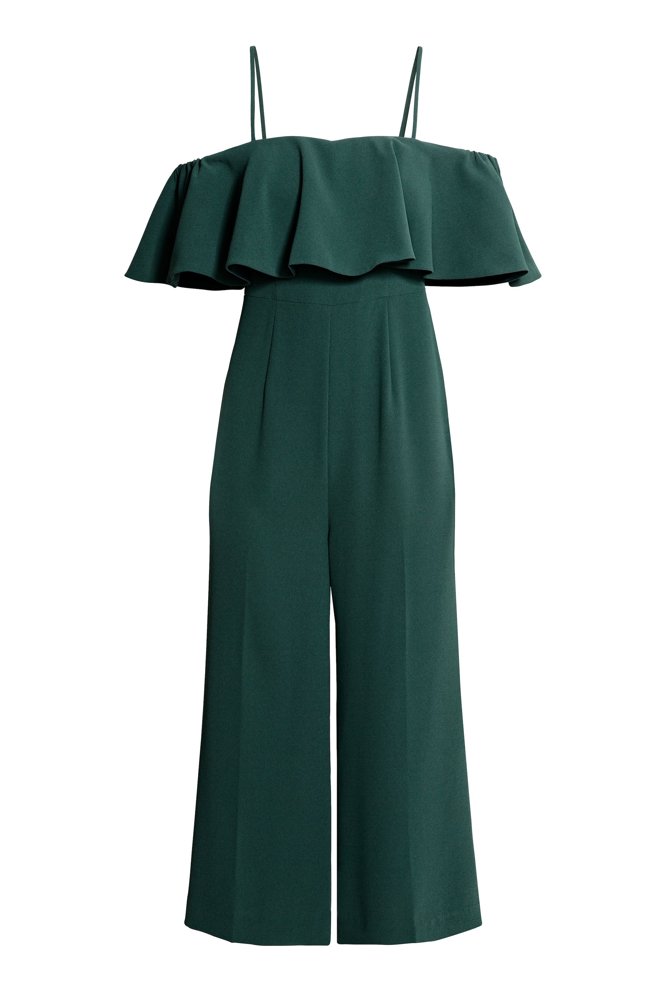 View larger image: Jumpsuit with a flounce - Dark green - Ladies | H&M GB 1