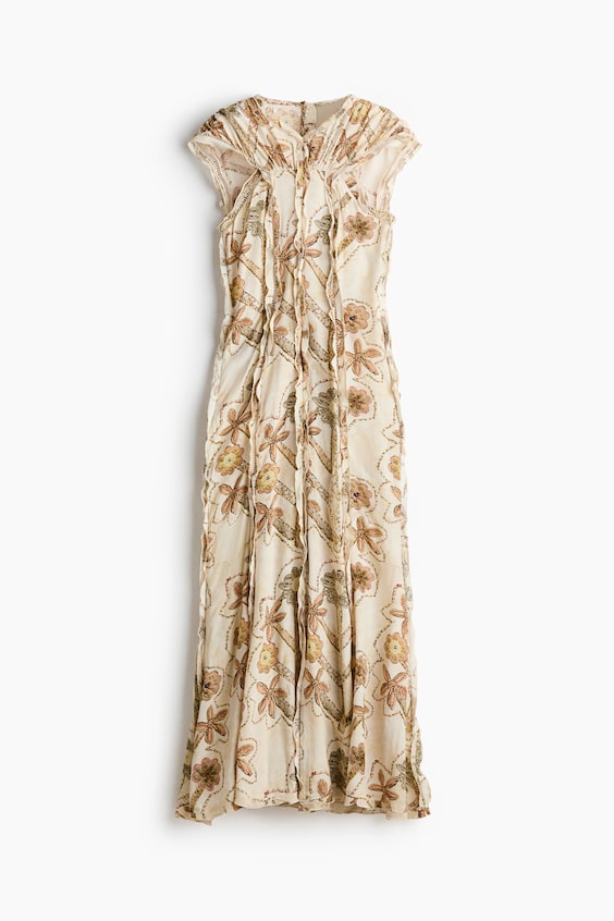 Женские платья H&M Floral-Print Open-Back Dress with Ruffles