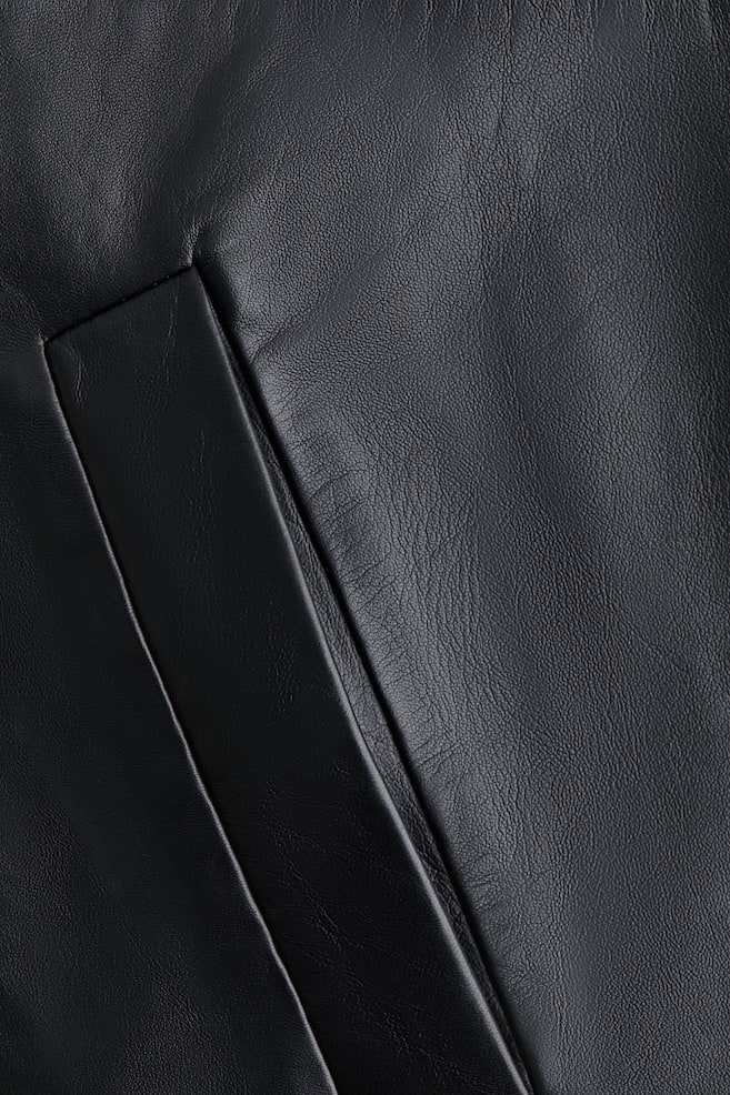 Oversized leather anorak - Black - 6
