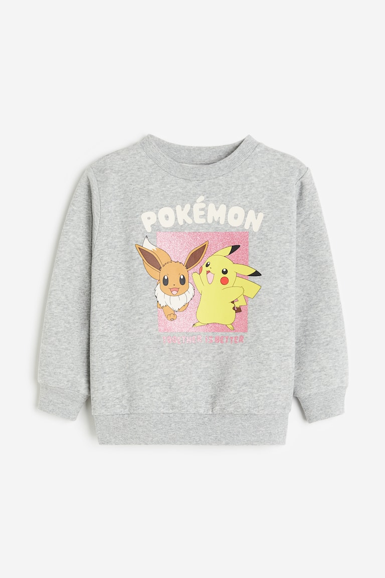 Printed sweatshirt Light grey/Pokémon Kids H&M IN