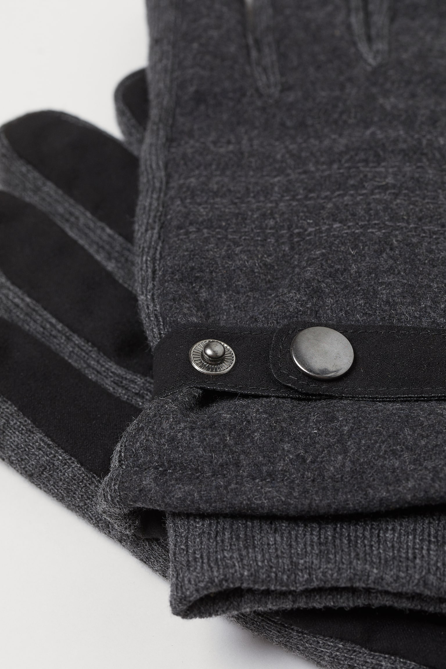 Wool-blend gloves - Dark grey marl/Black - 3