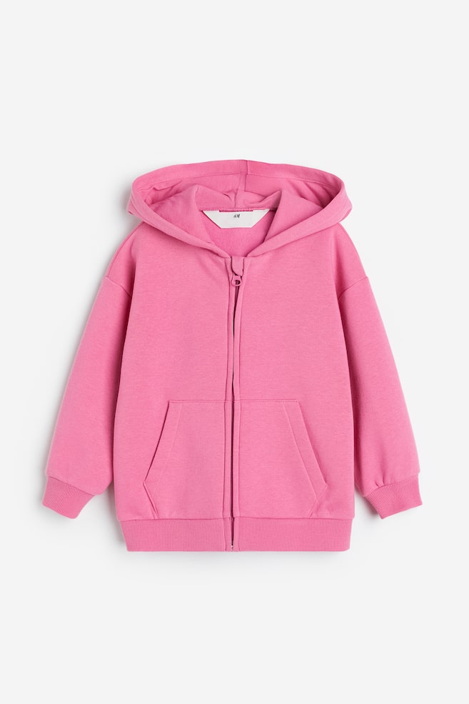 Zip-through hoodie - Pink/Light grey marl/Light pink/Light beige/Hearts - 2