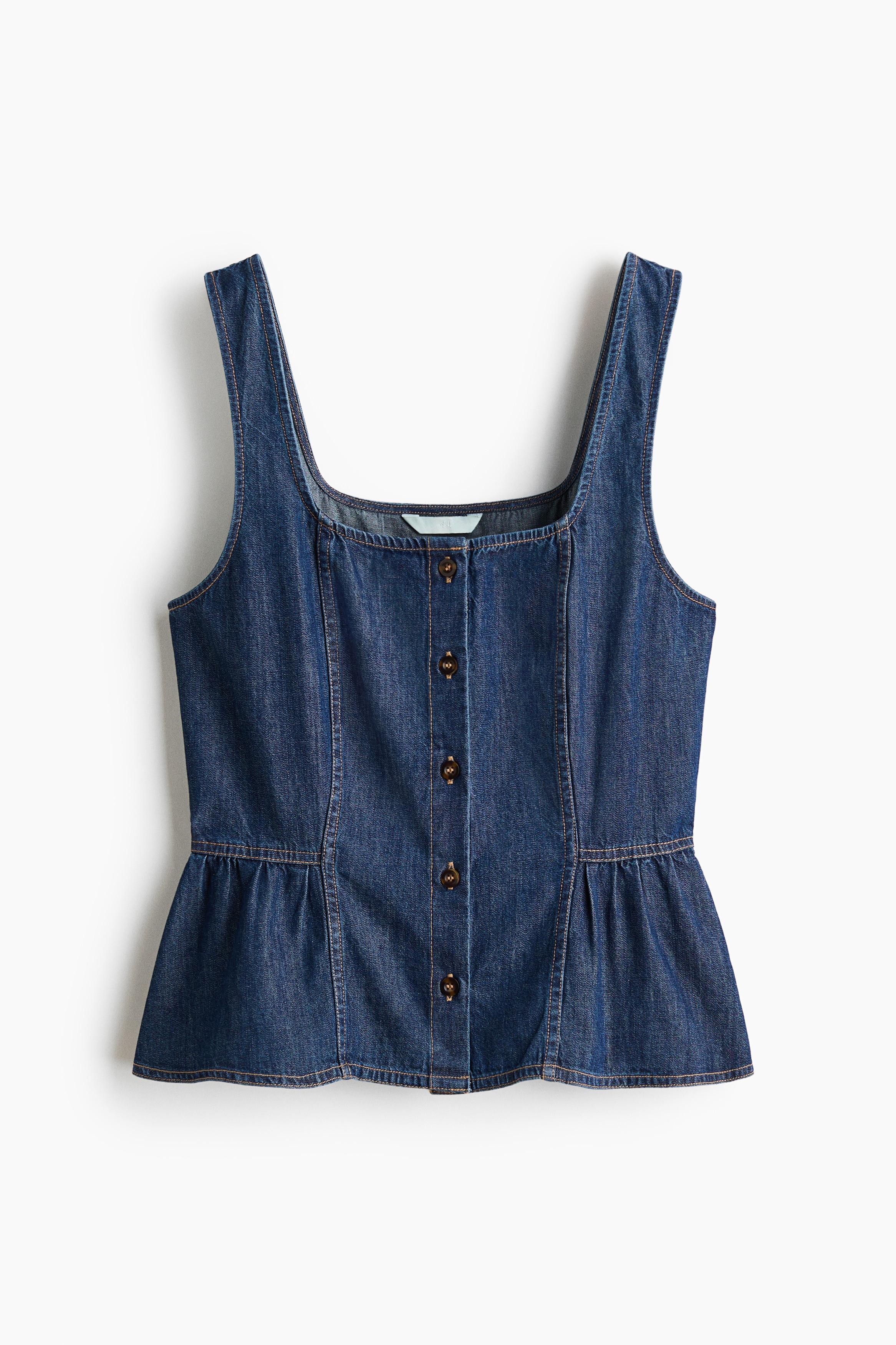 Denim peplum top - Dark denim blue