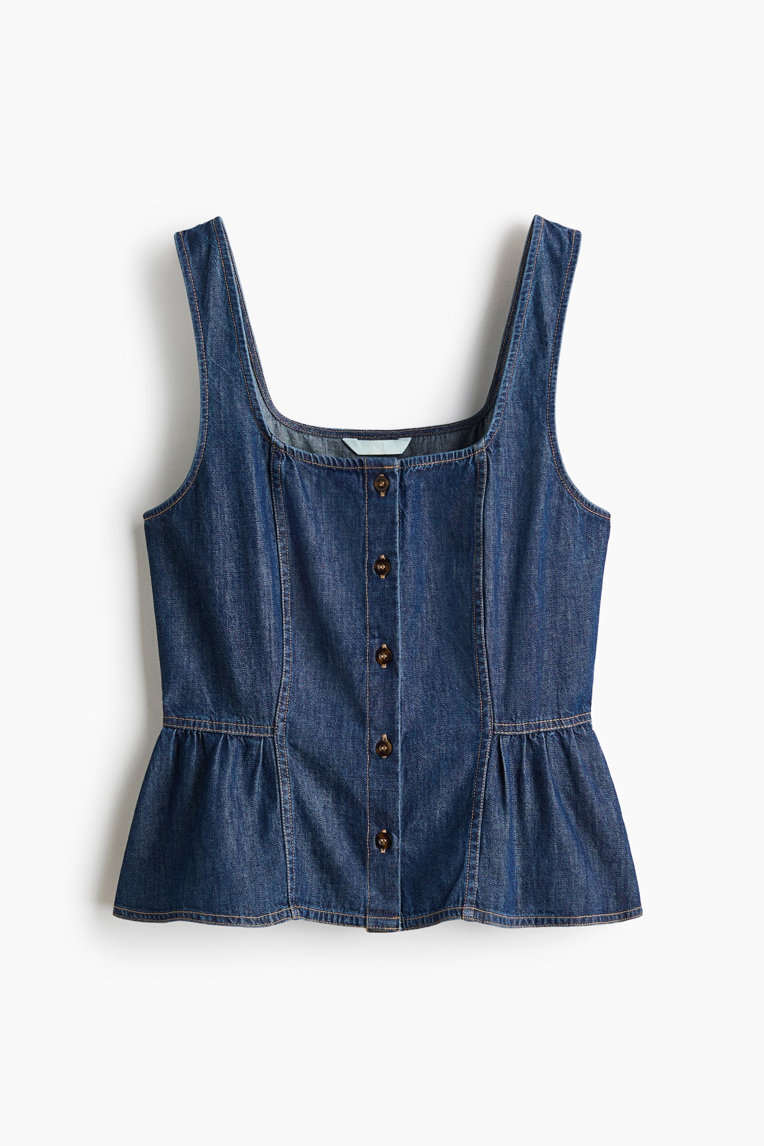 Denim peplumtop - Donker denimblauw - 1