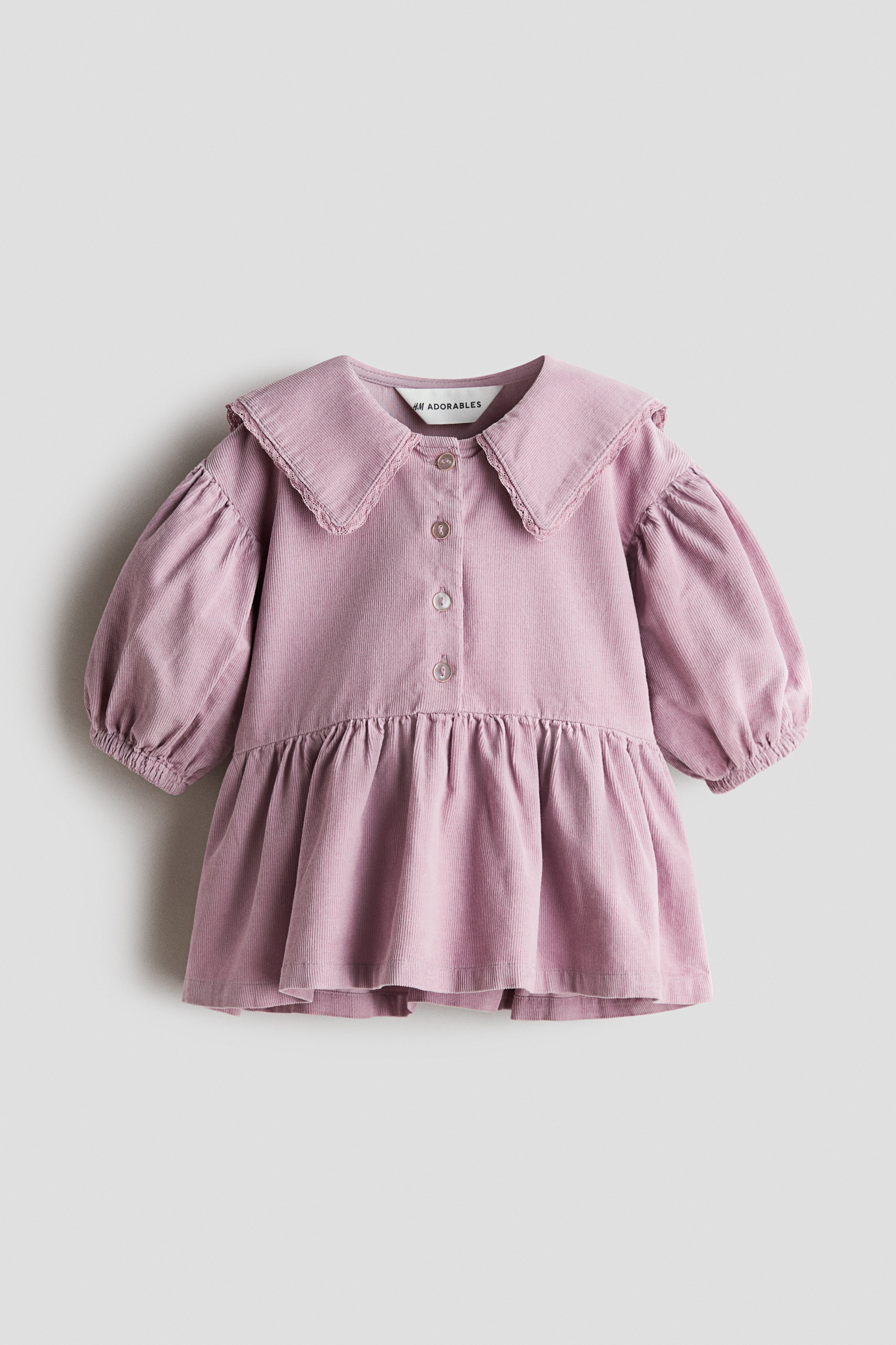 Corduroy cotton dress - Light purple/Dusty pink