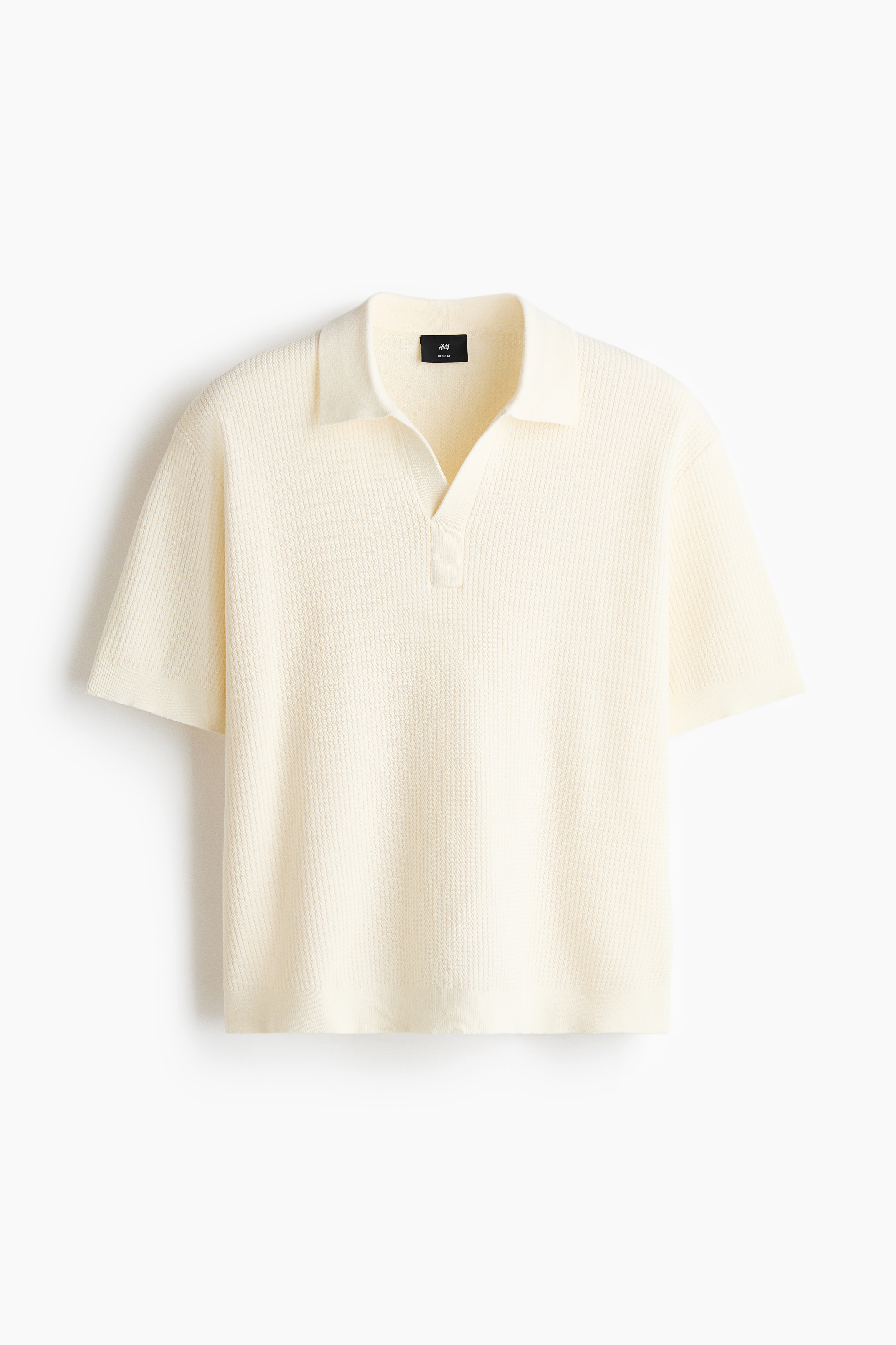 Regular-Fit Cable-Knit Polo Shirt - Cream/Dark beige/Dark brown