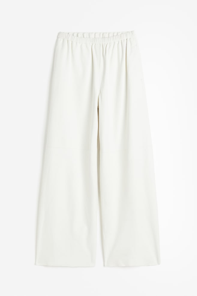 Wide leather trousers - White/Black - 2