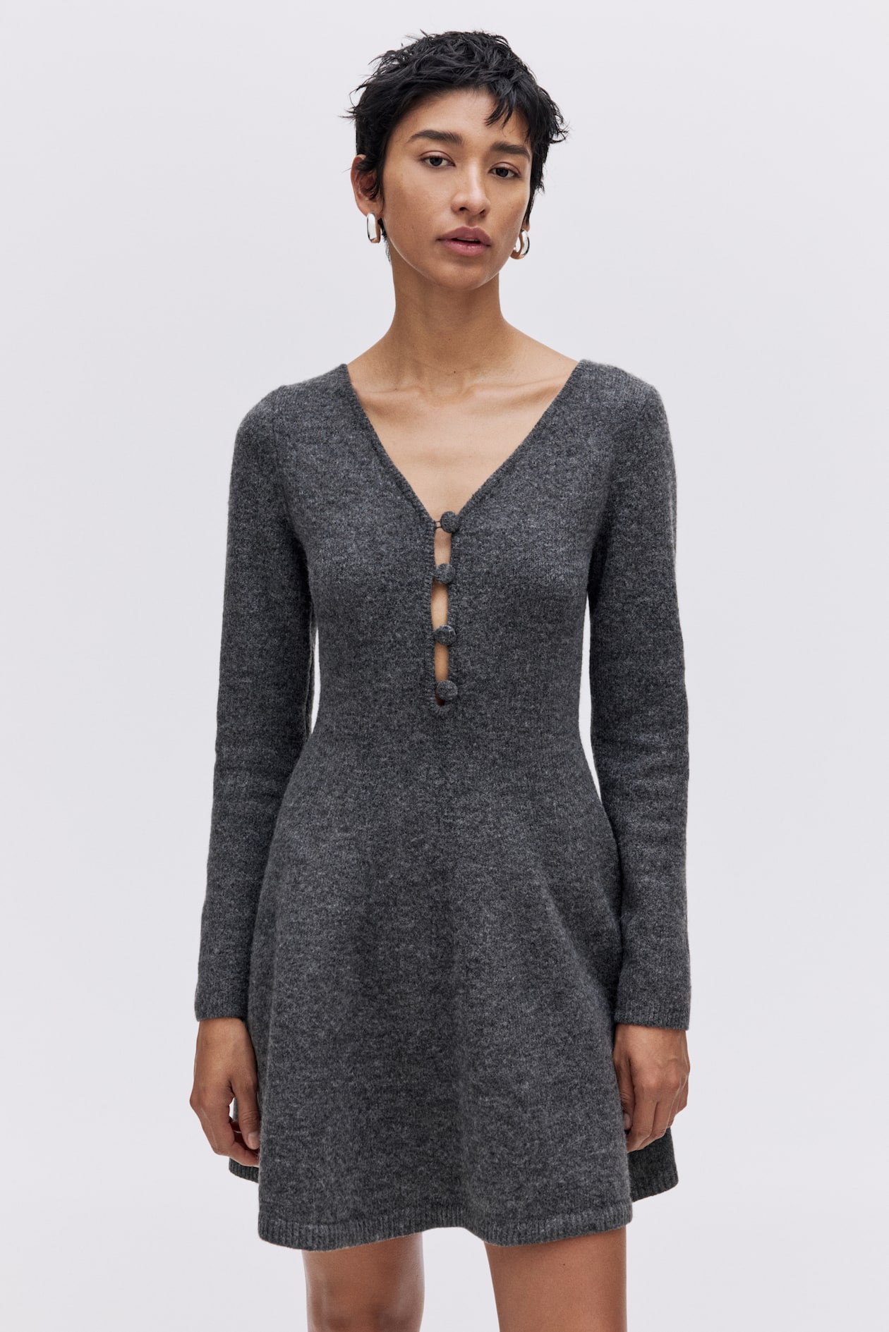 Knit Dress with Flared Skirt
