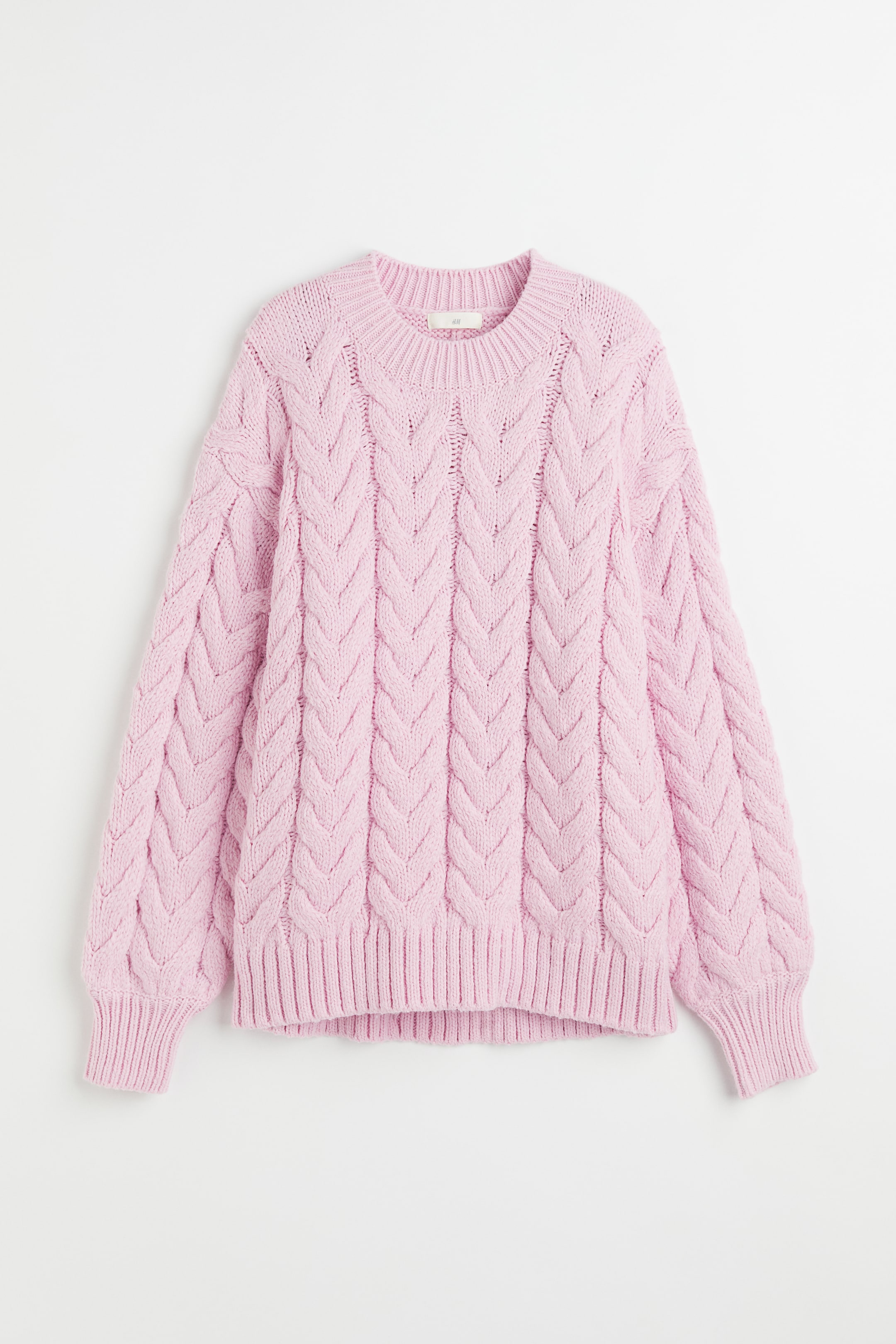 Cable-knit Sweater - Round Neck - Long sleeve - Pink - Ladies | H&M US