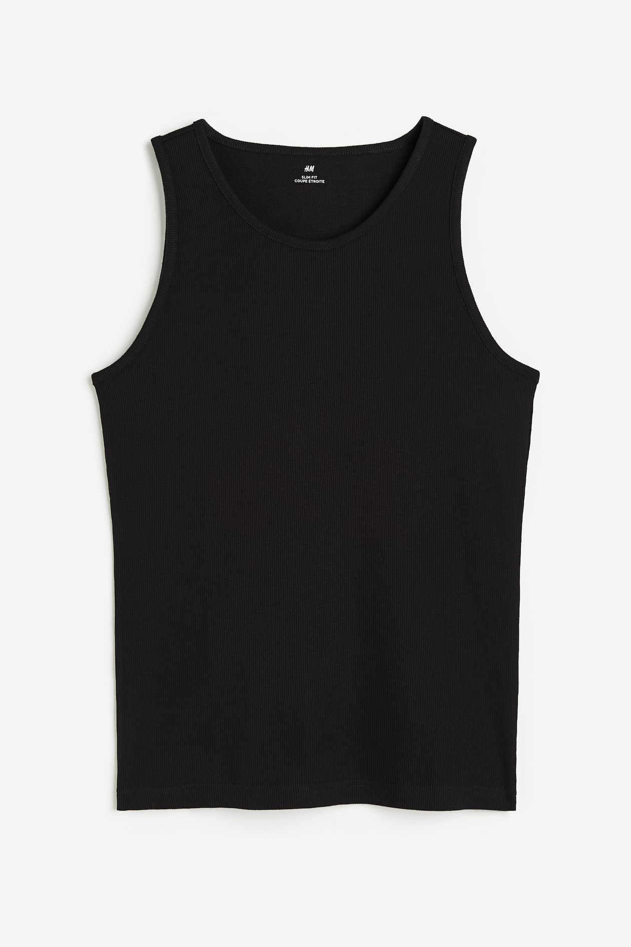 Slim Fit Ribbed Tank Top - Sleeveless - Regular length - Black - Men ...