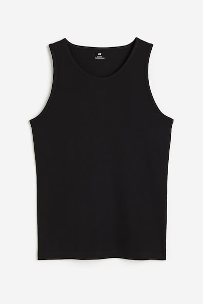 Slim Fit Ribbed Tank Top - Black - Men | H&M US