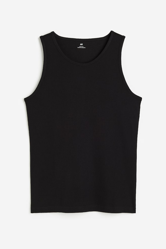 Slim Fit Ribbed vest top - Black/White - 2