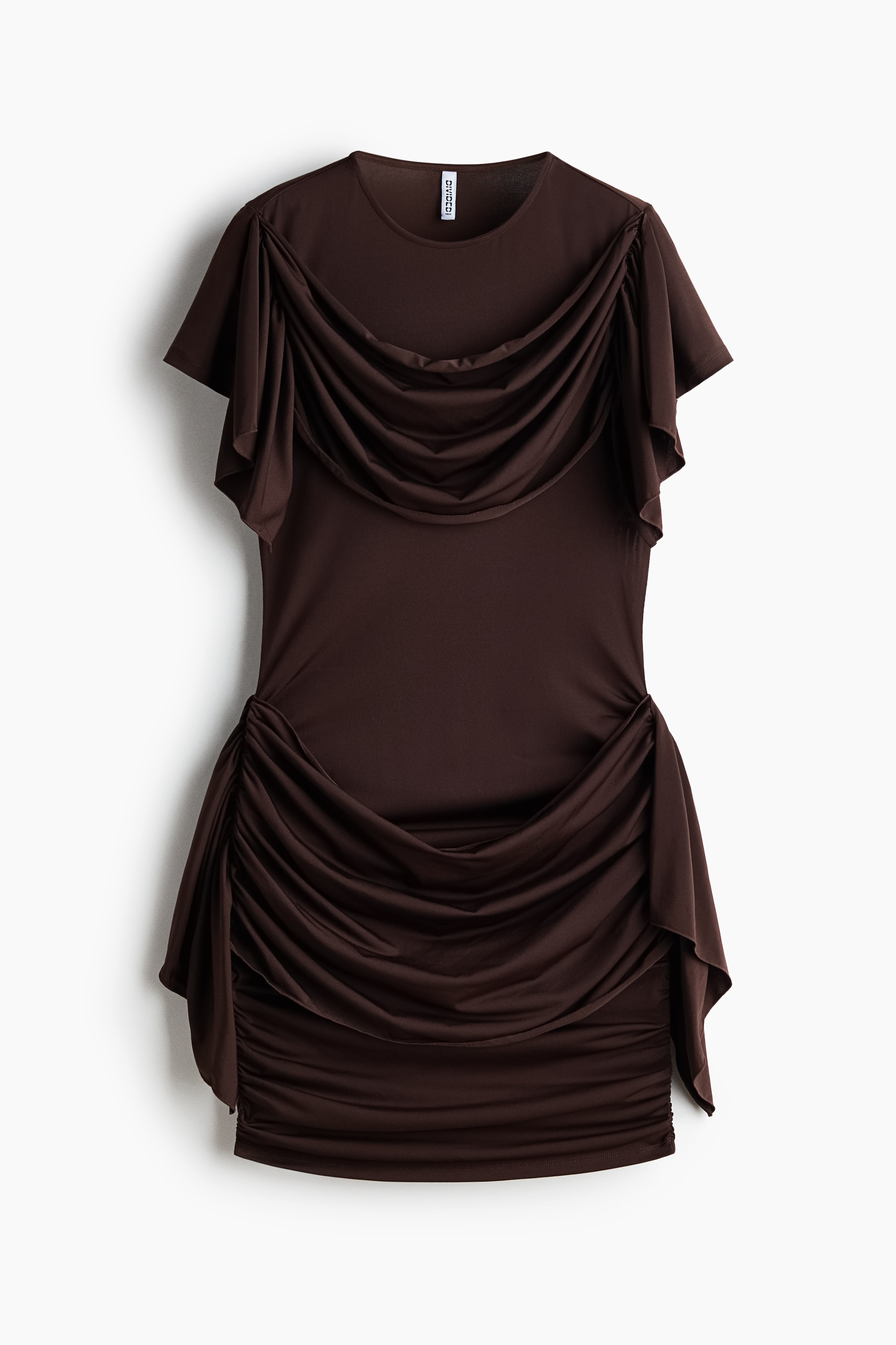 Vestido bodycon con paneles drapeados - Café oscuro/Amarillo mostaza