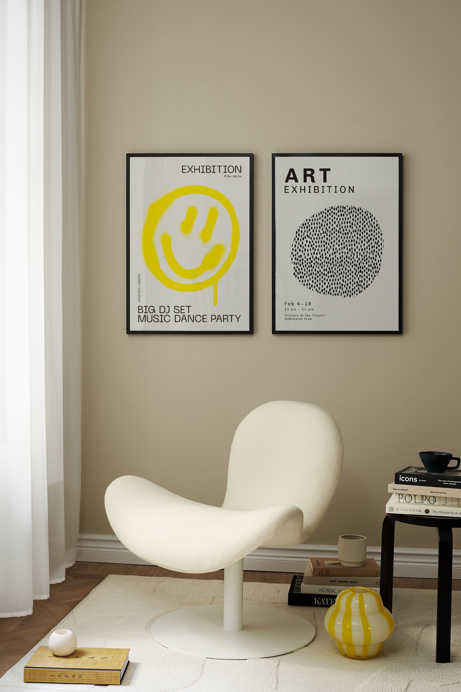 Exhibition Poster Set - Gul/sort/hvid