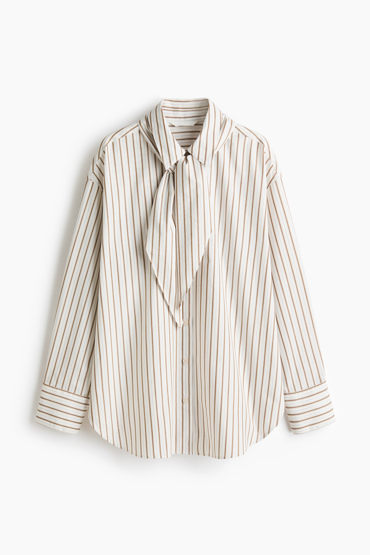 Shirt with scarf - White/Striped - 2
