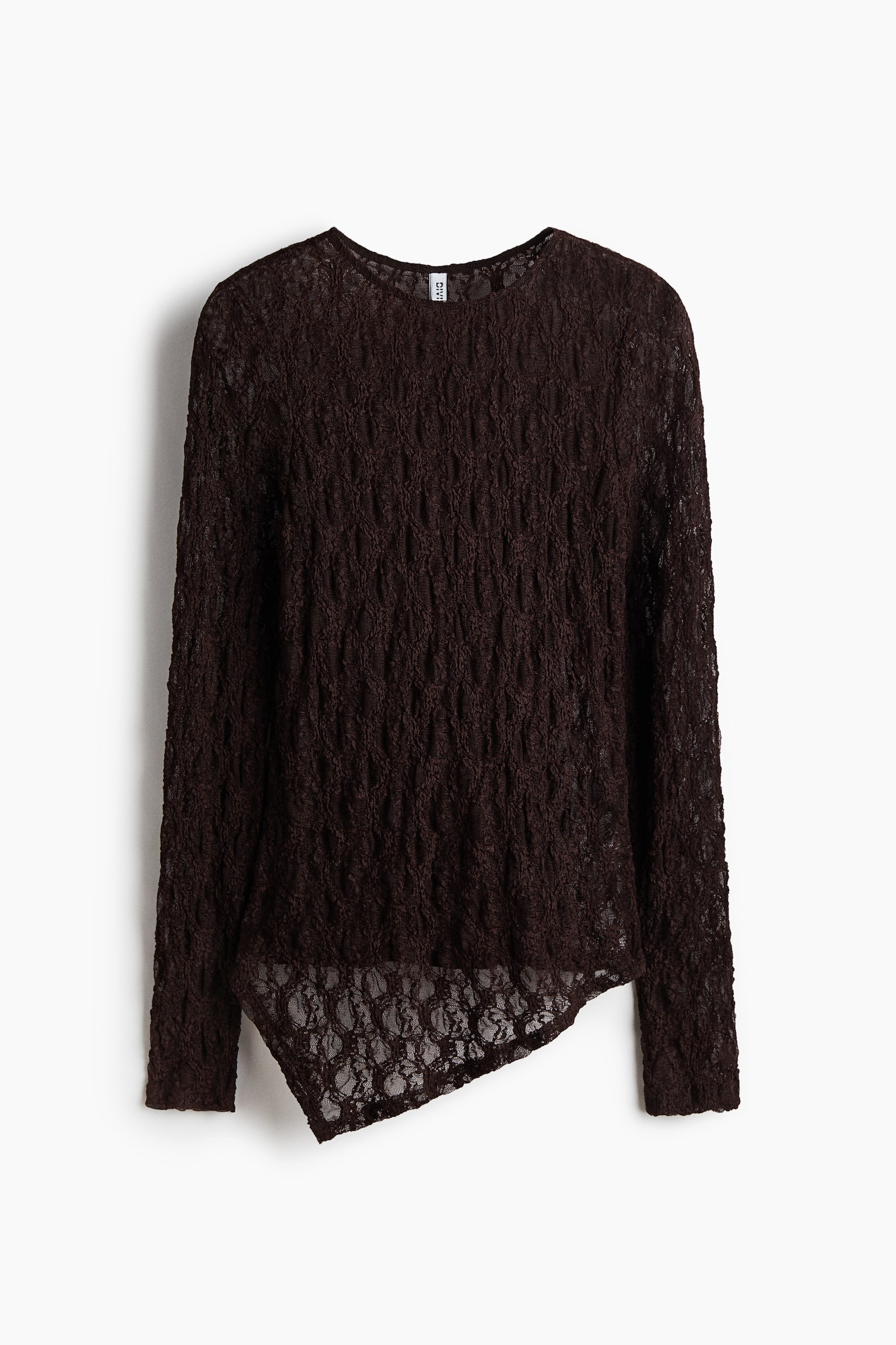 Asymmetric lace-look top - Dark brown