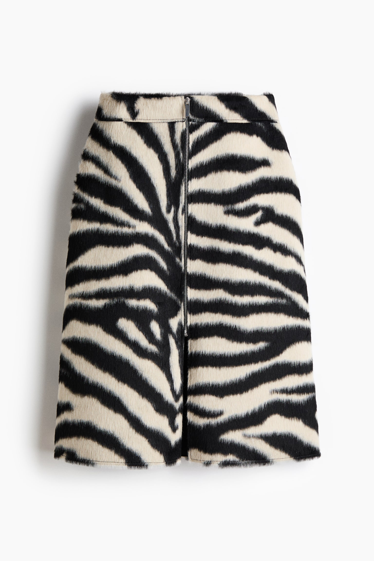 Zip-front skirt - Black/Zebra print/Dark brown - 2