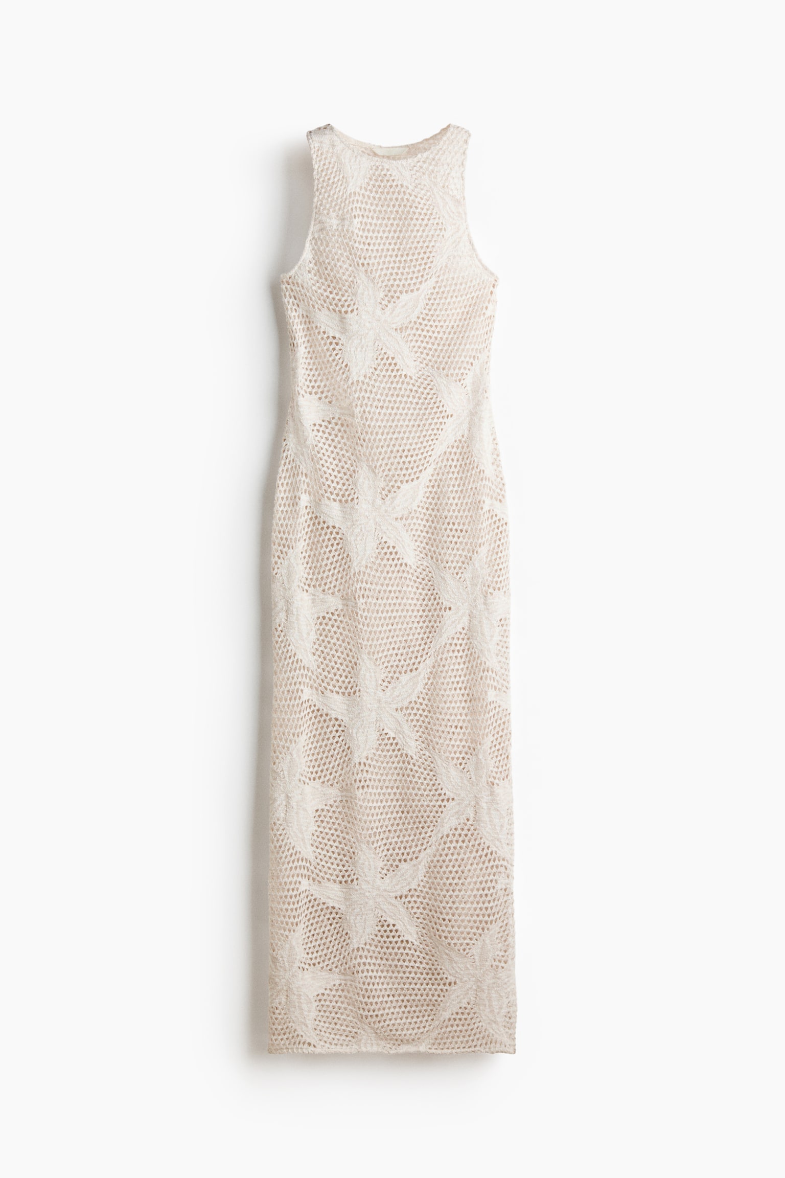 Rochie tricotată ajurat cu motive - Bej-deschis - 1