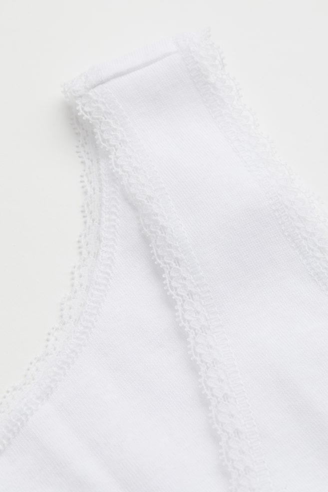 Vest top with lace trims - White/Black - 5