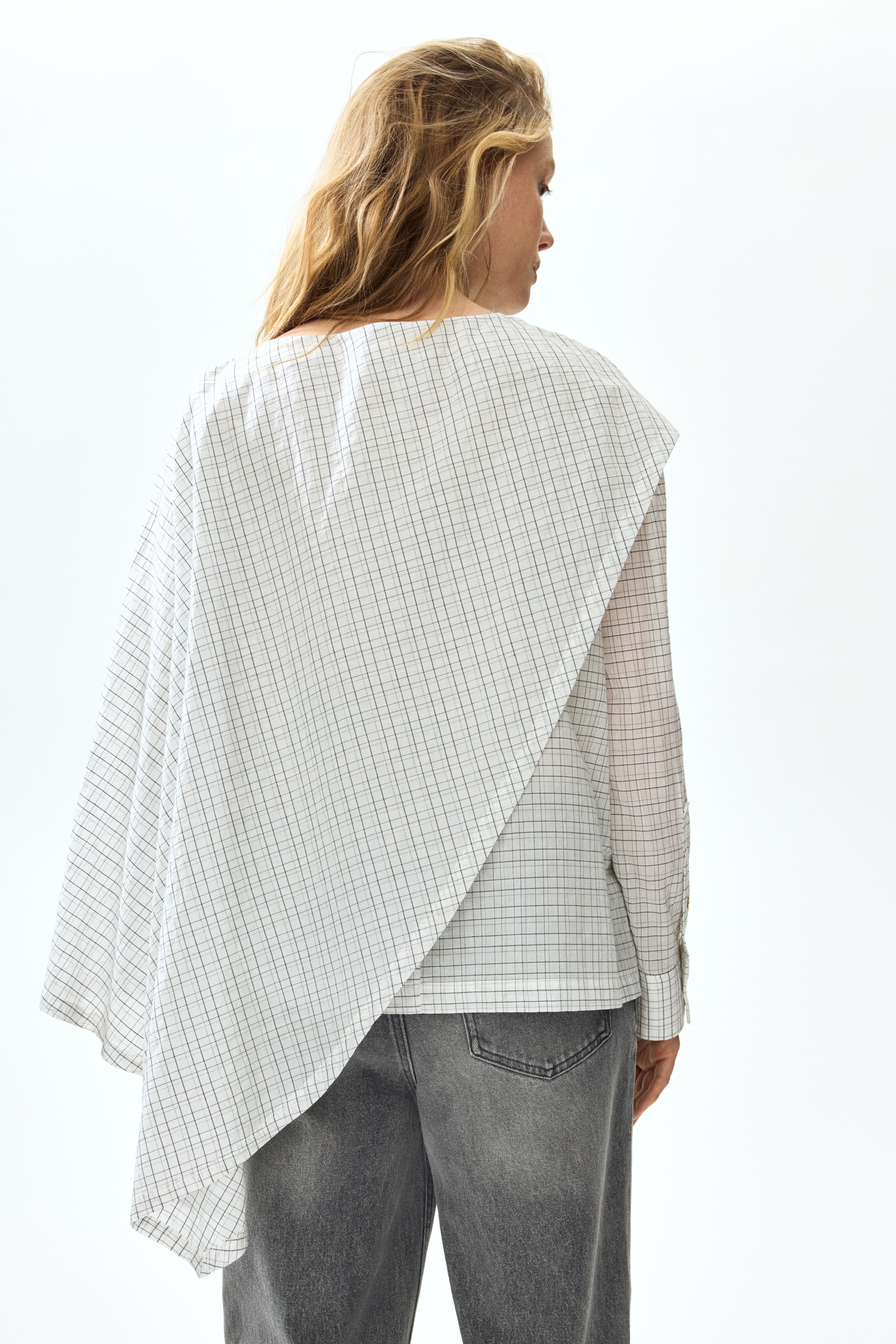MAMA Cape-Detail Seersucker Blouse