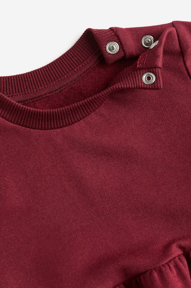 Sweatshirtklänning i bomull - Mörkröd/Dimrosa/Hjärtan/Rosa/Ljusgrön - 2