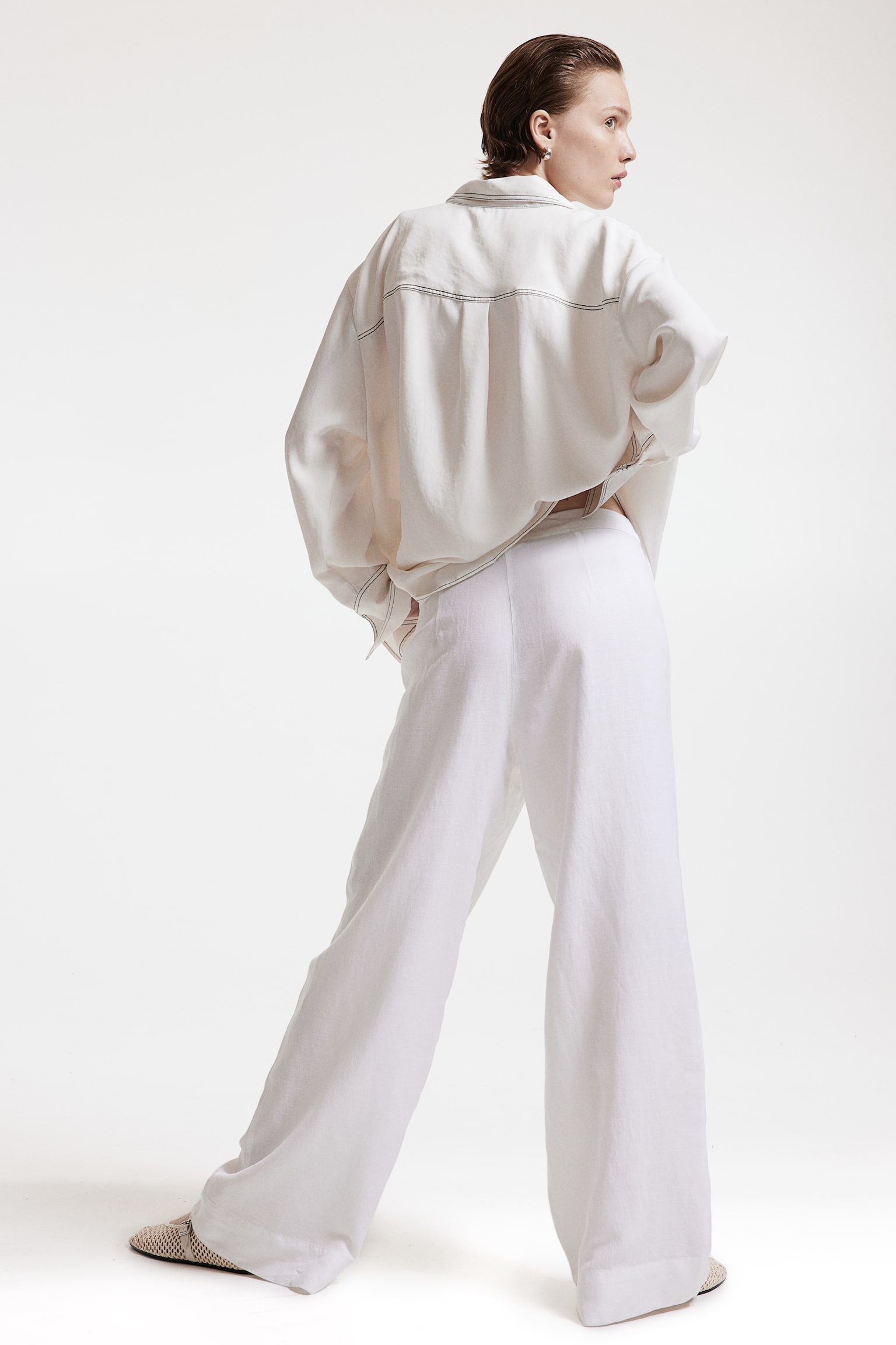 Linen Blend Pants - White/Natural white/Black/Beige - 5