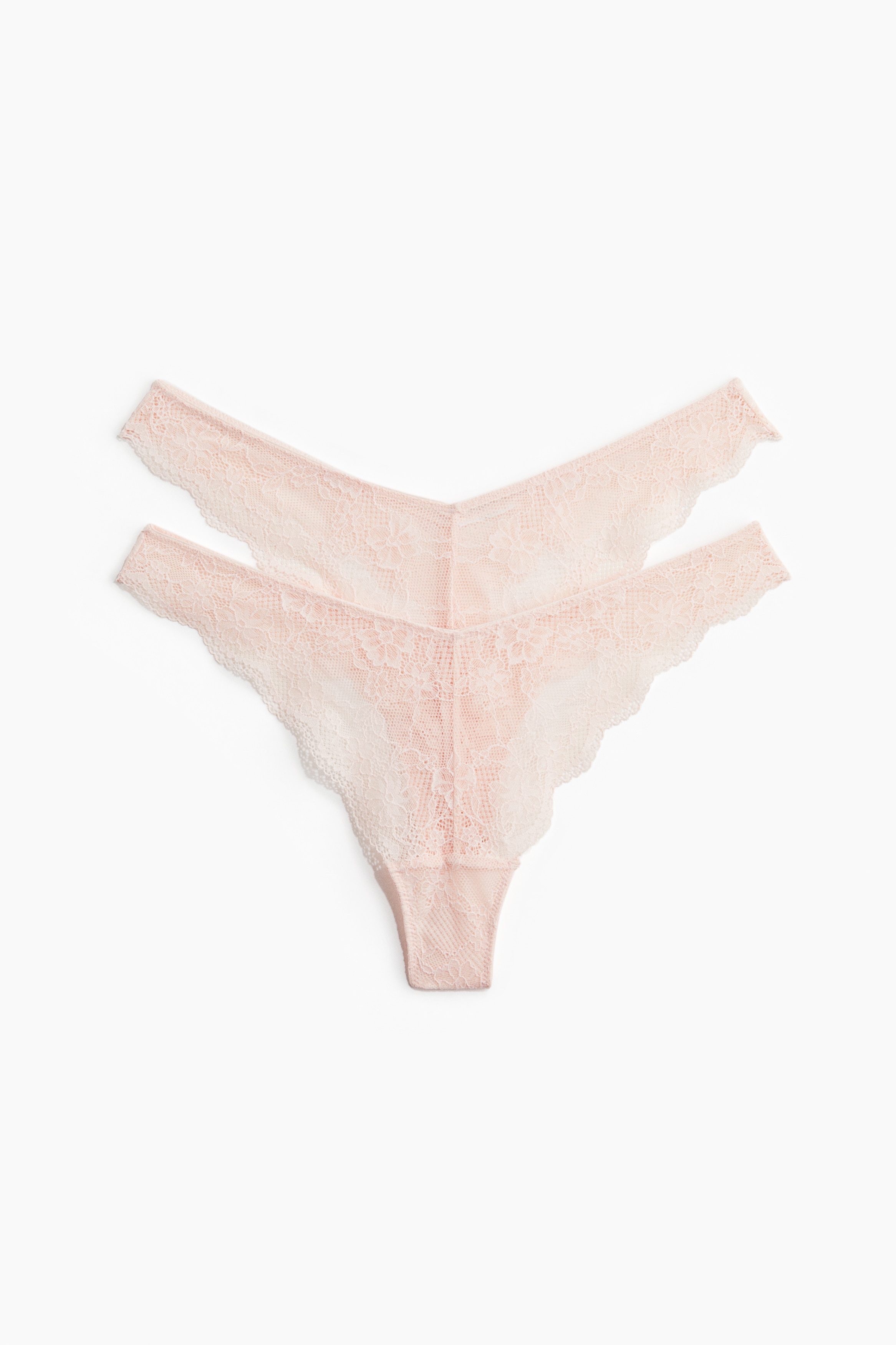 Thong in pizzo 2 pezzi - Rosa cipria/Nero