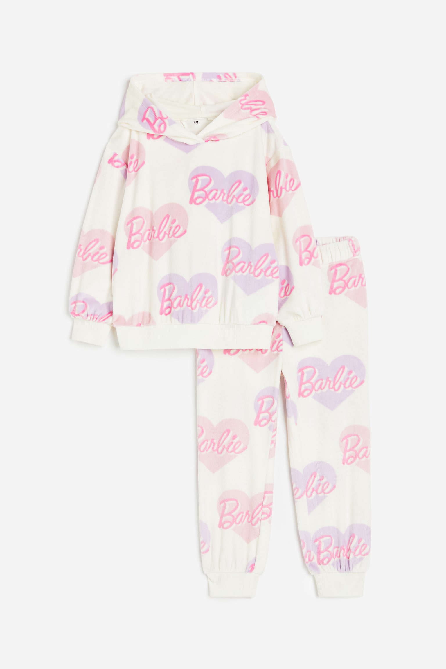 2-piece Velour Set - White/Barbie/Light beige/Paw Patrol/Pink/Barbie/Light blue/Frozen/Light pink/Hello Kitty - 1